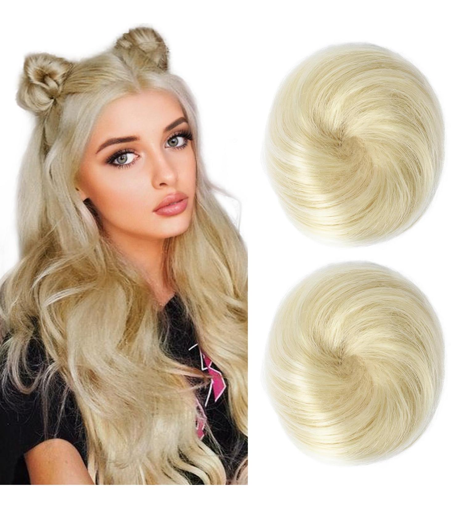 REECHO 2 PCS Mini Claw Clip in Messy & Cat Ears Hair Bun Extensions Wig Accessory Updo Hairpieces for Women Girls (Pack of 2-3" Straight Natural Blonde) Pack of 2 - 3" Straight Natural Blonde - Buy Online on GoSupps.com