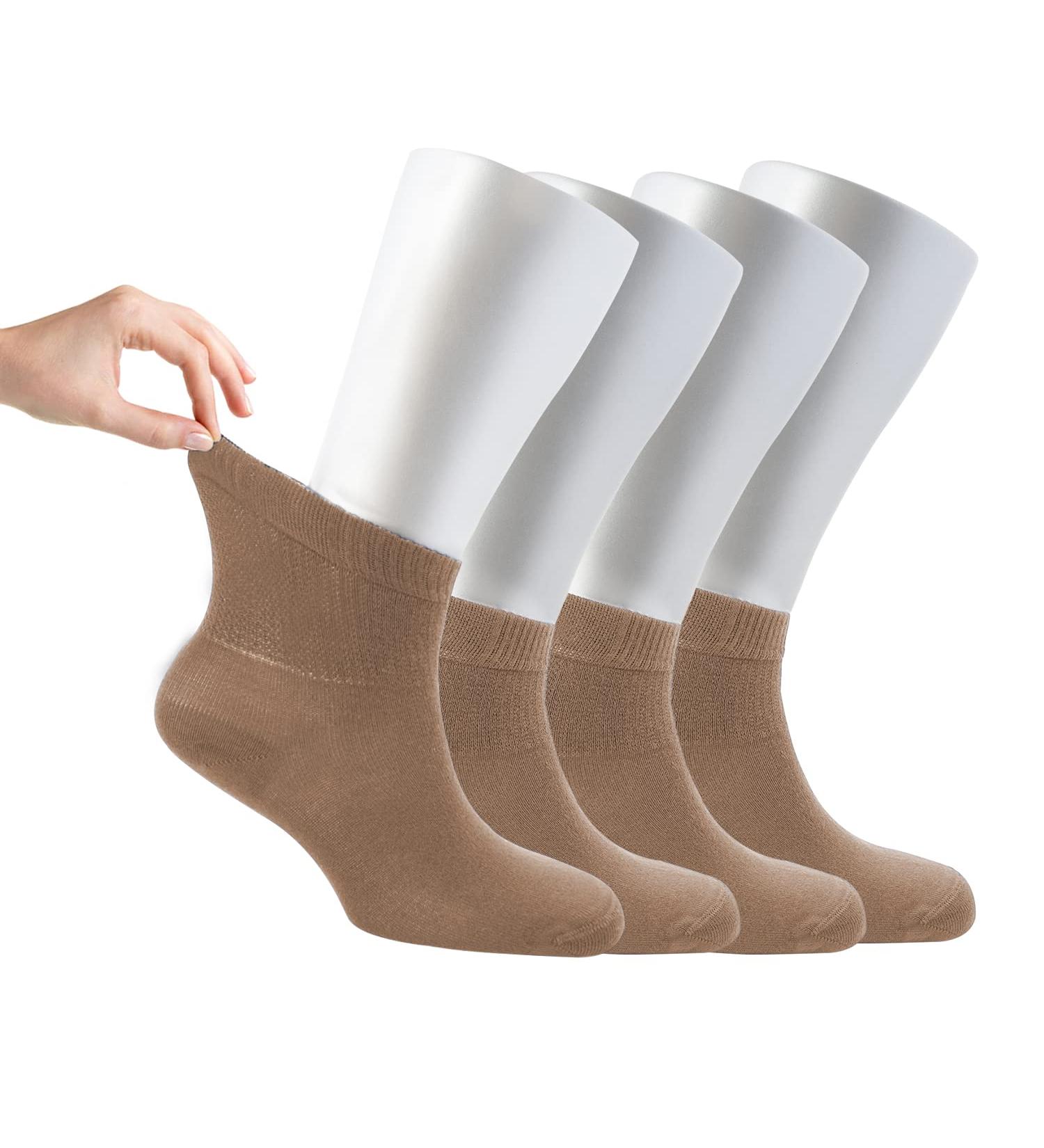 Cosyfeel Women Loose Diabetic Socks | 4-Pack Neuropathy Ankle Socks for Ladies | Super Soft Eco-Friendly Bamboo Material | Durable with Seamless Toe | Multicolour Patterns | 4 Seasons 4-7 HAZEL - Buy Online on GoSupps.com