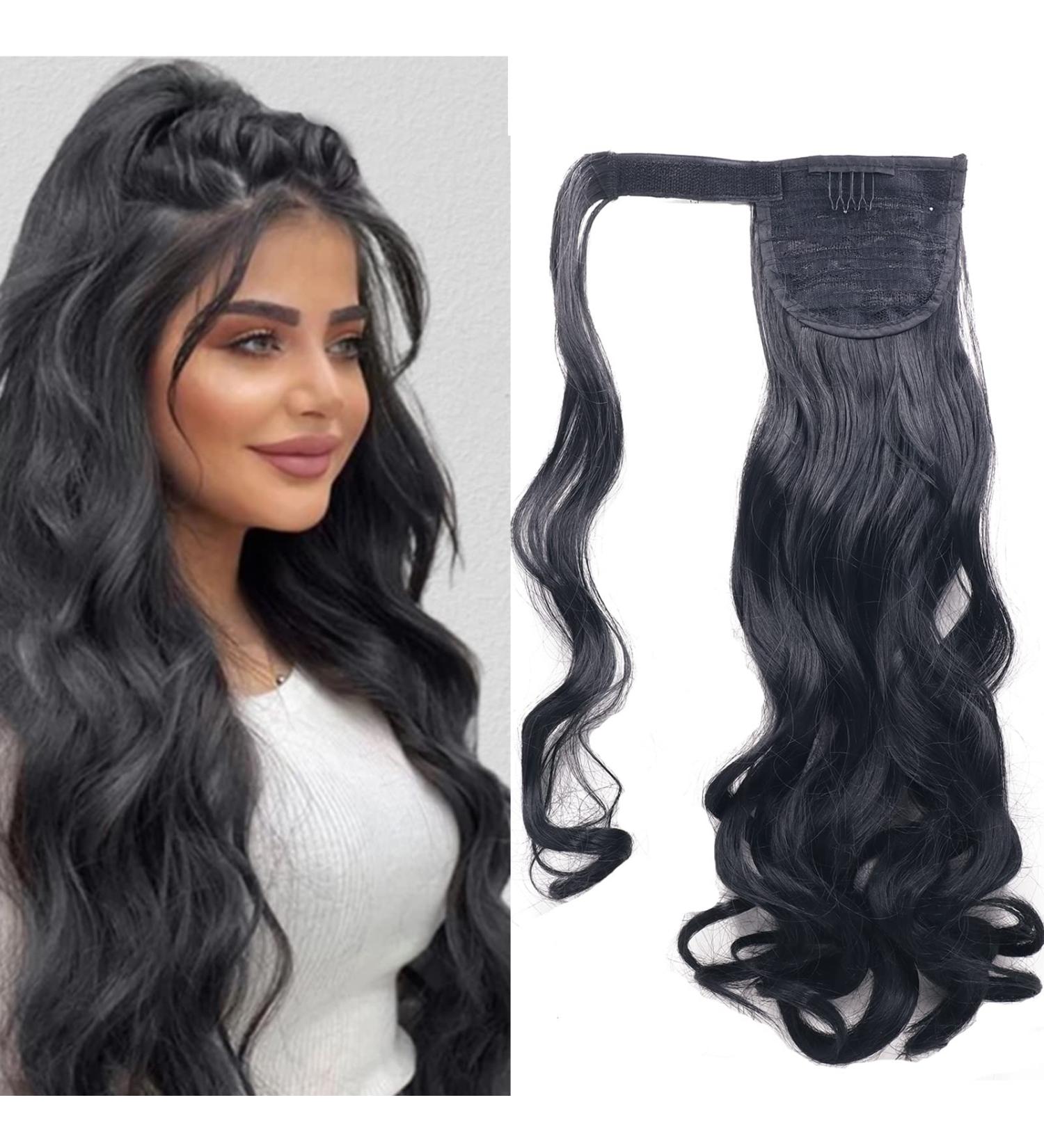 Pference Extensions Curling Cold Hair Part Waves - 50 cm Synthetic Hair Extensions for Women Realistic Natural Look in Black - Buy Online on GoSupps.com