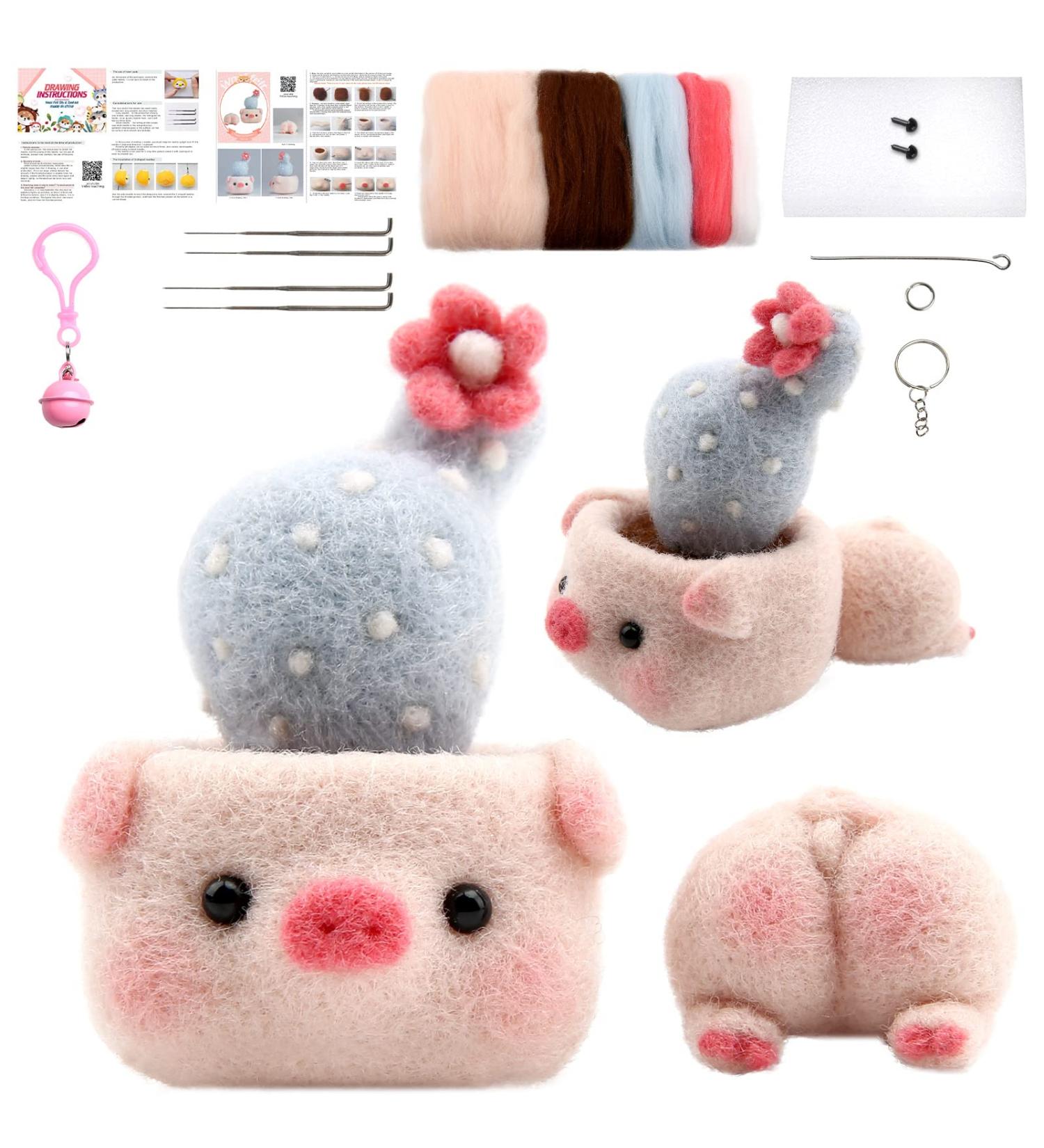 Needle Felting Starter Kit with Basic Tools - Pig Design | DIY Craft Supplies - Buy Online on GoSupps.com
