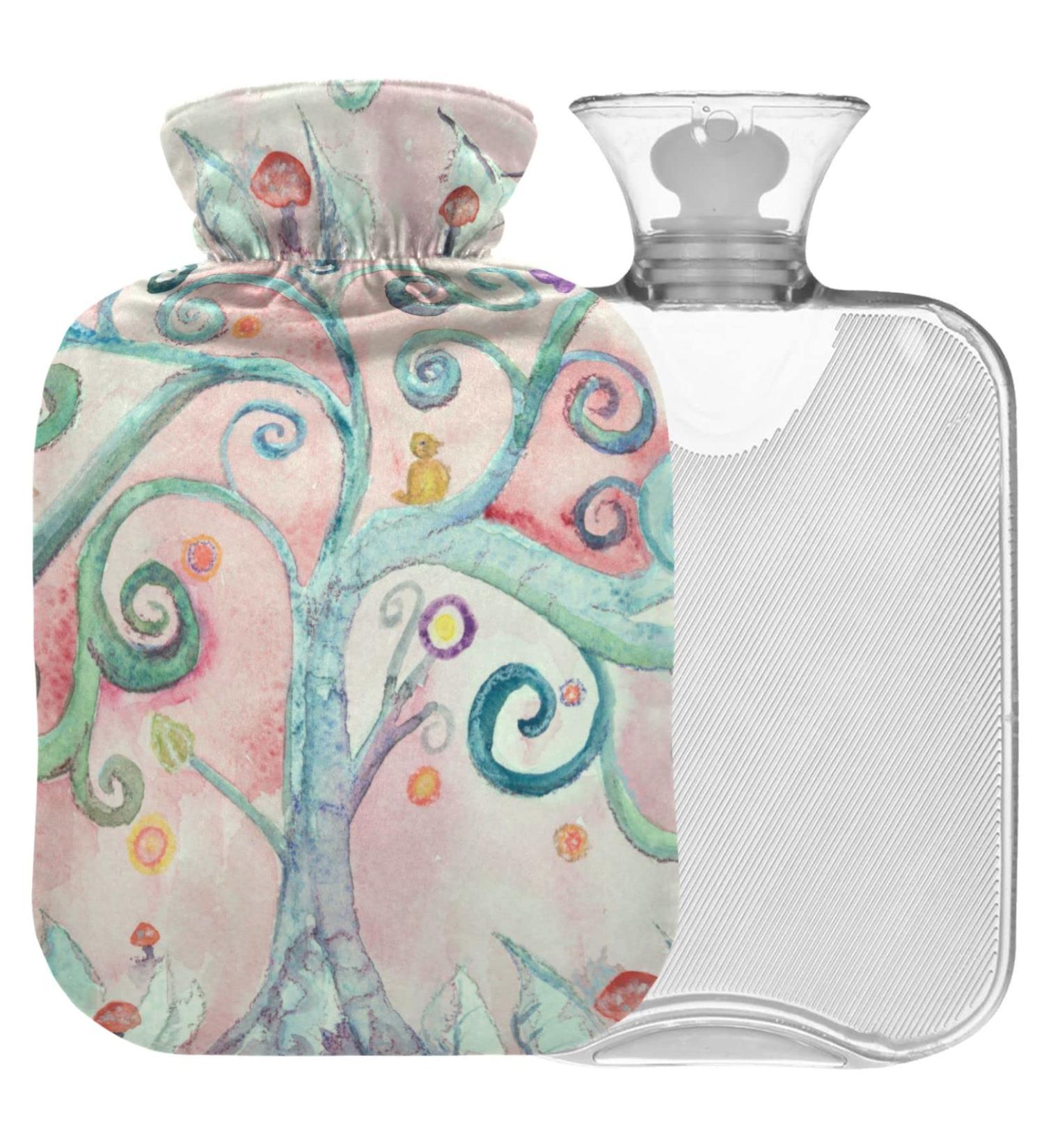 Naanle 2L Hot Water Bottle with Lid | Flower Tree of Life Design | Pain Relief & Warmth for Back Hands Feet & Neck Therapy - Buy Online on GoSupps.com