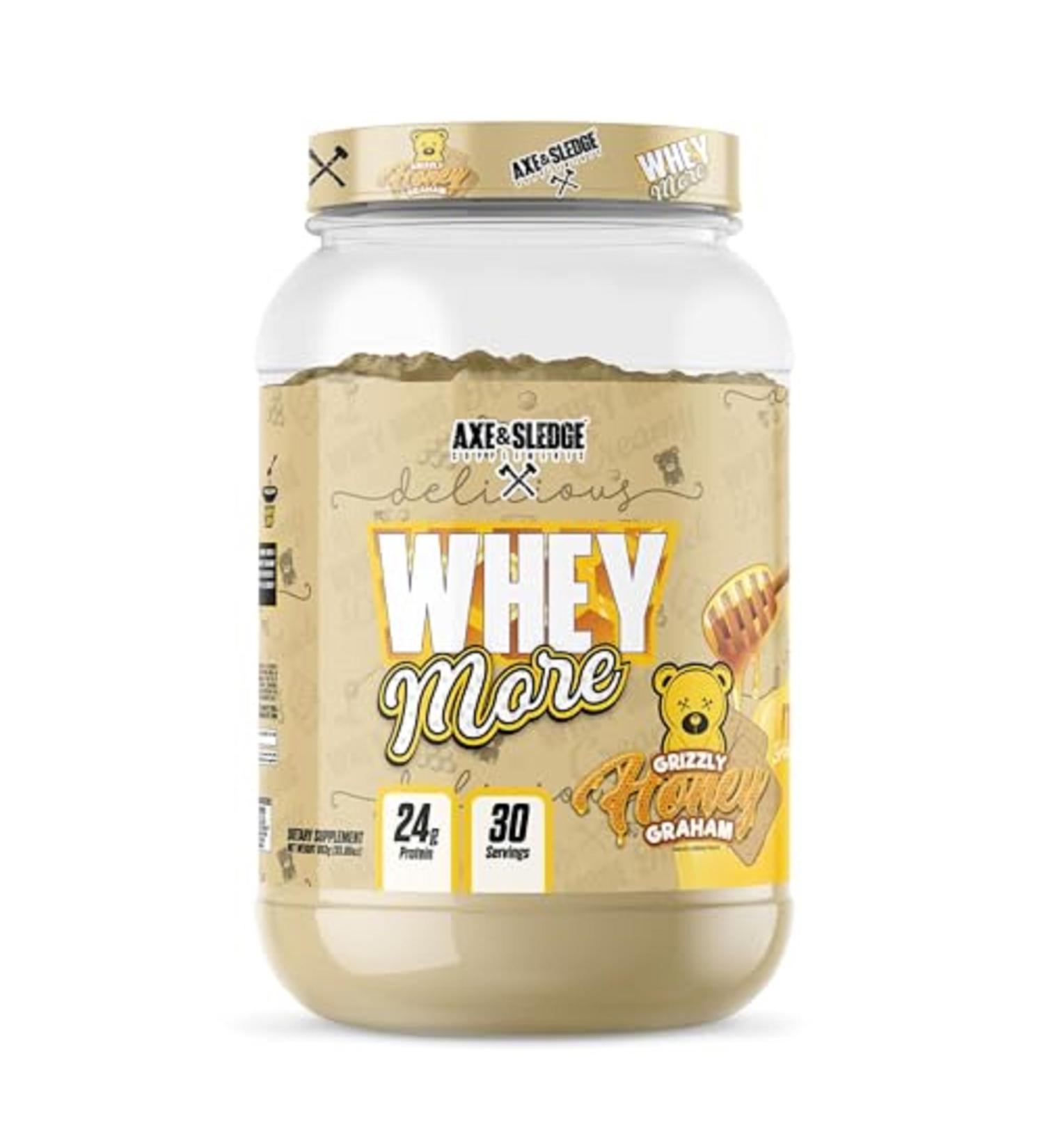 Axe & Sledge WHEY More Premium Protein Blend | 24g Protein Whey Concentrate & Isolate | Prebiotic Fiber for Enhanced Absorption | Creamy Delicious Versatile | 30 Servings Honey Grizzly Graham - Buy Online on GoSupps.com