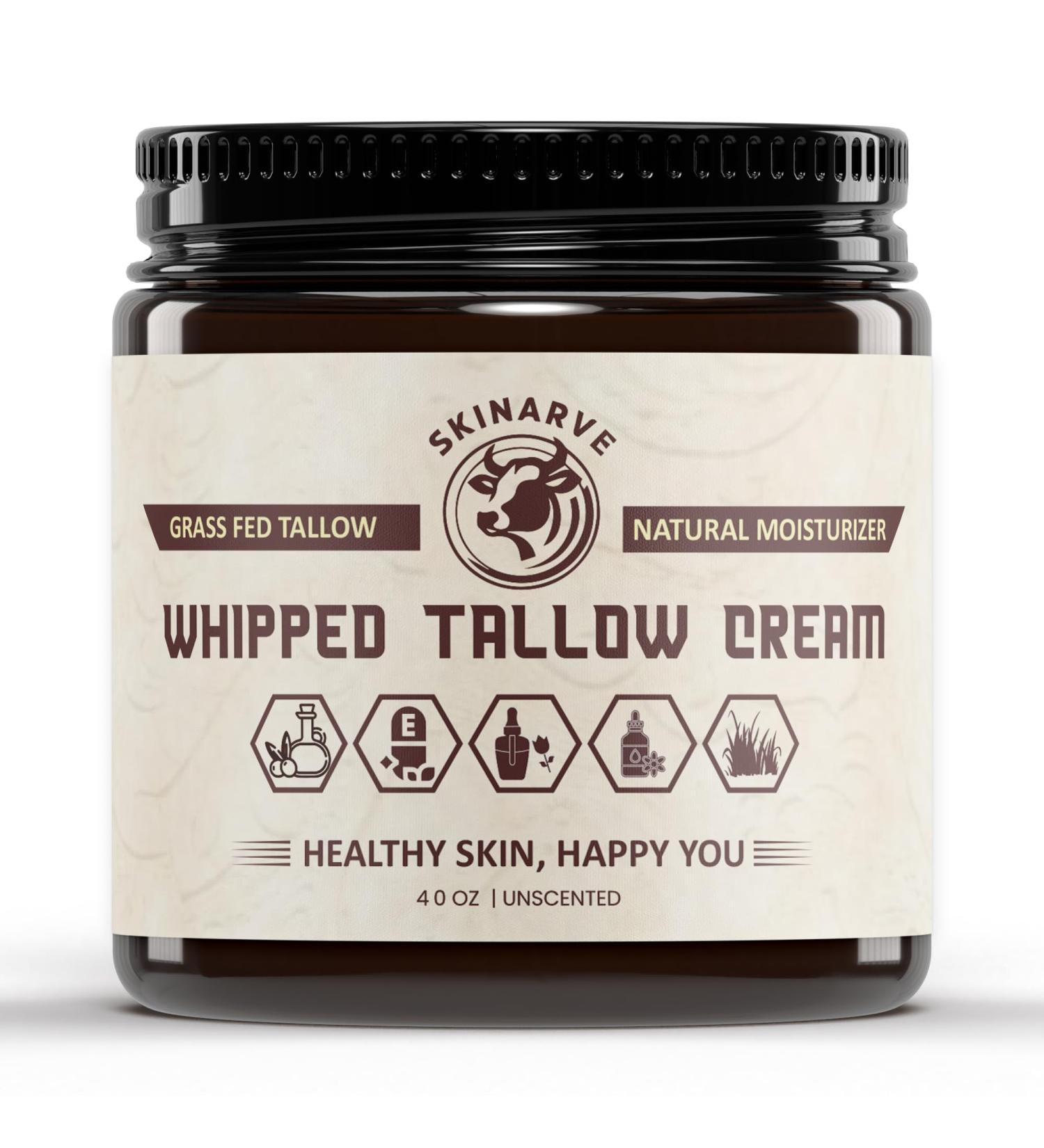 Beef Tallow for Skin 4oz Unscented Organic Whipped beef Tallow and Honey Balm 100% Grass Fed Beef Tallow Face Moisturizer For Dry Skin Lip balm Natural Tallow Moisturizer (Cream) Cream 4 Ounce (Pack of 1) - Buy Online on GoSupps.com