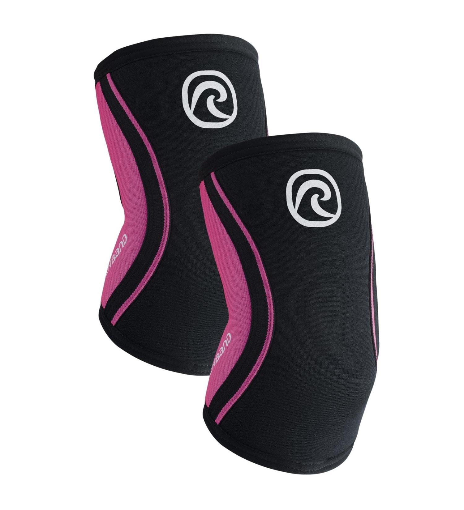 Rehband Elbow Bandage 5mm SBR/Neoprene - Anatomical Slip-Resistant Sleeve for Strength Sports - XS Schwarz/Pink - Unisex 1 Pair - Buy Online on GoSupps.com