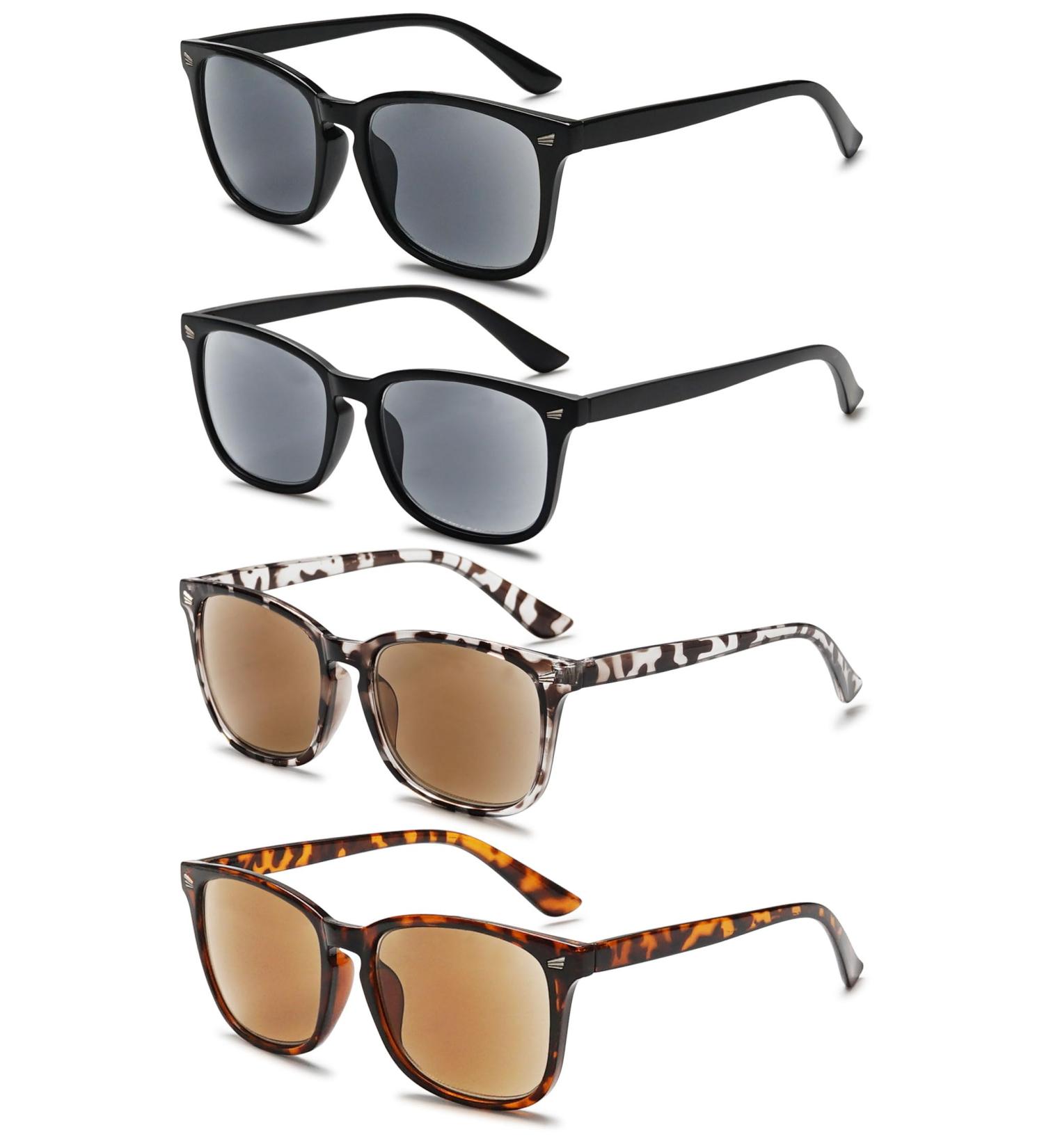 Vevesmundo Reading Glasses with Sun Protection Tinted Visual Aid Sunglasses Set for Men & Women (4 Pieces 2.75x Magnification) - Buy Online on GoSupps.com