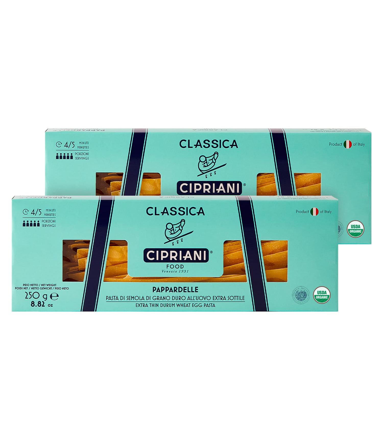 Cipriani Organic Pappardelle Egg Pasta Noodles from Italy - Non-GMO & Kosher - 250g (Pack of 2) - Buy Online on GoSupps.com
