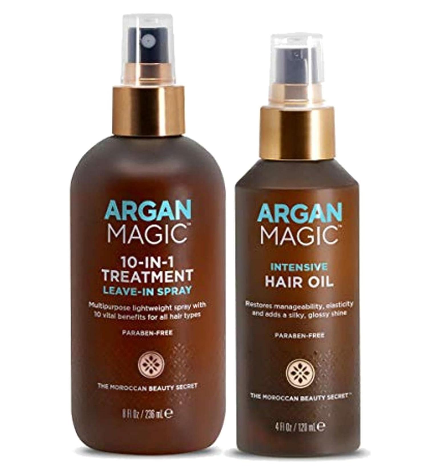 Argan Magic Hair Treatment & Stylizing Spray + Intensive Oil | 10-in-1 Leave-In Treatment for All Hair Types | Paraben & Cruelty Free - Shop Internationally - Buy Online on GoSupps.com
