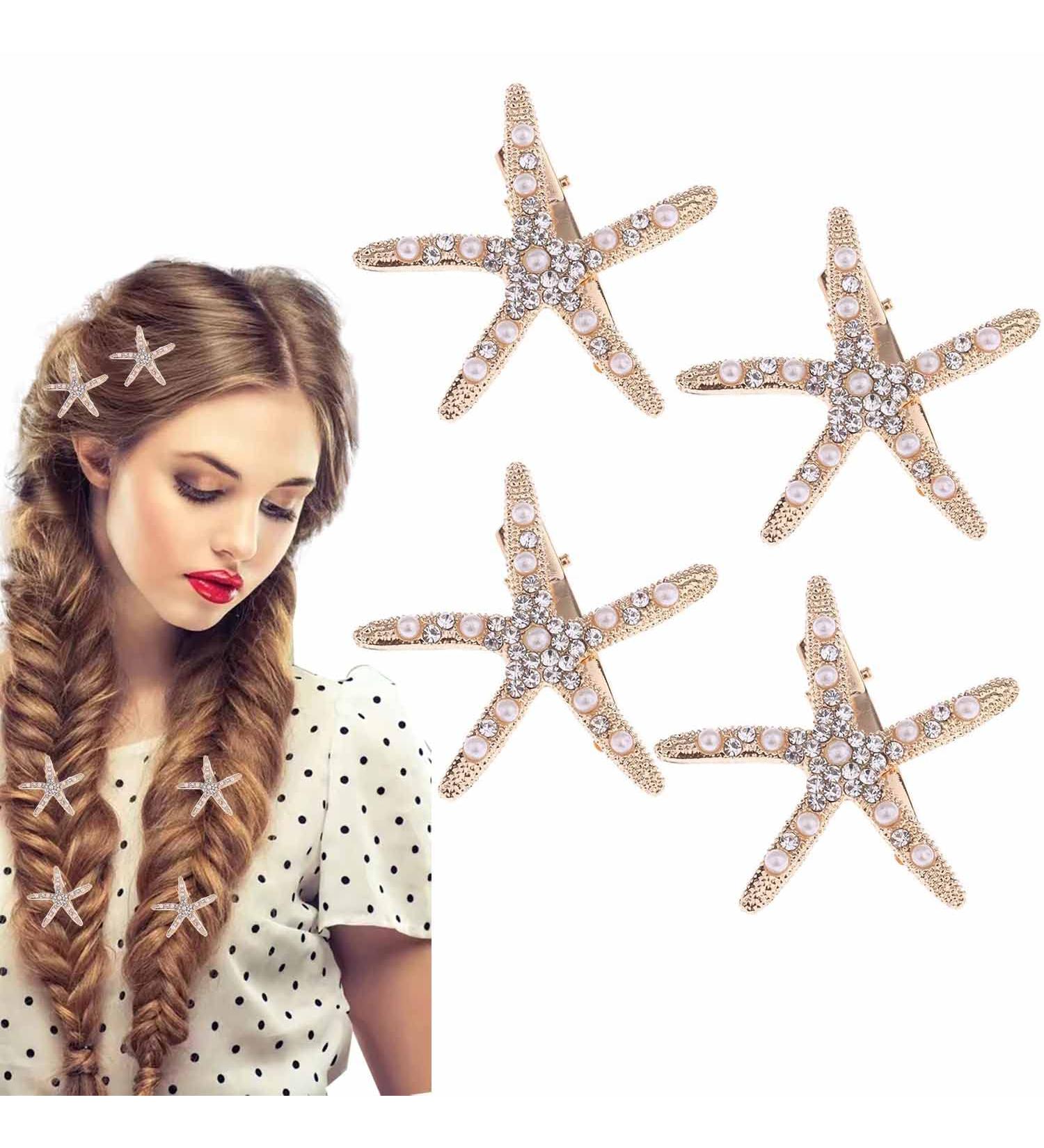 4 Pcs Starfish Hair Clip Set - Bridal & Flower Girl Wedding Accessories - Buy Online on GoSupps.com