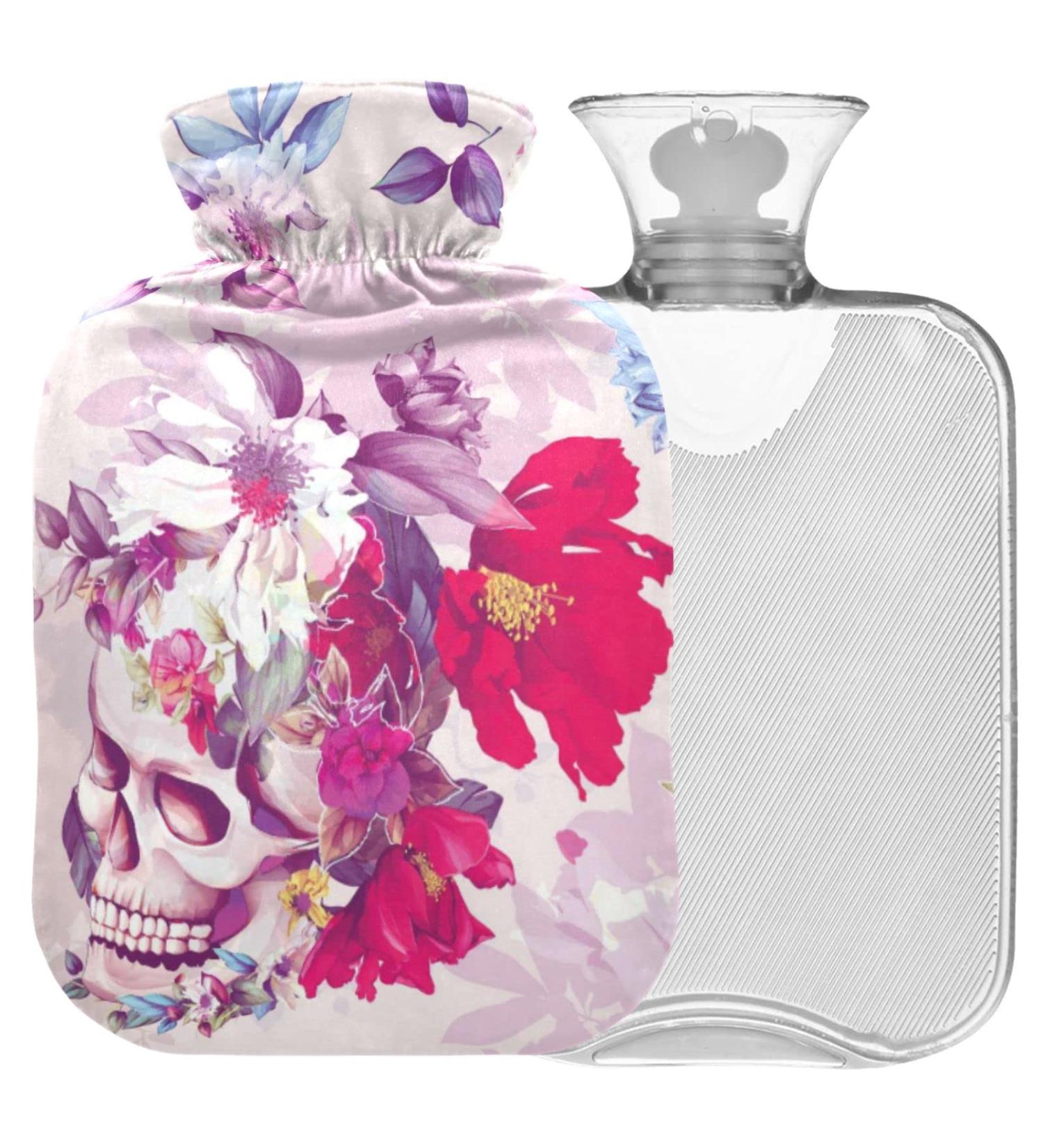 Naanle Skull Flowers Heat Bottle - Transparent Hot Water Bottle for Pain Relief & Therapy | 1L Hand/Foot Warmer - International Shipping - Buy Online on GoSupps.com