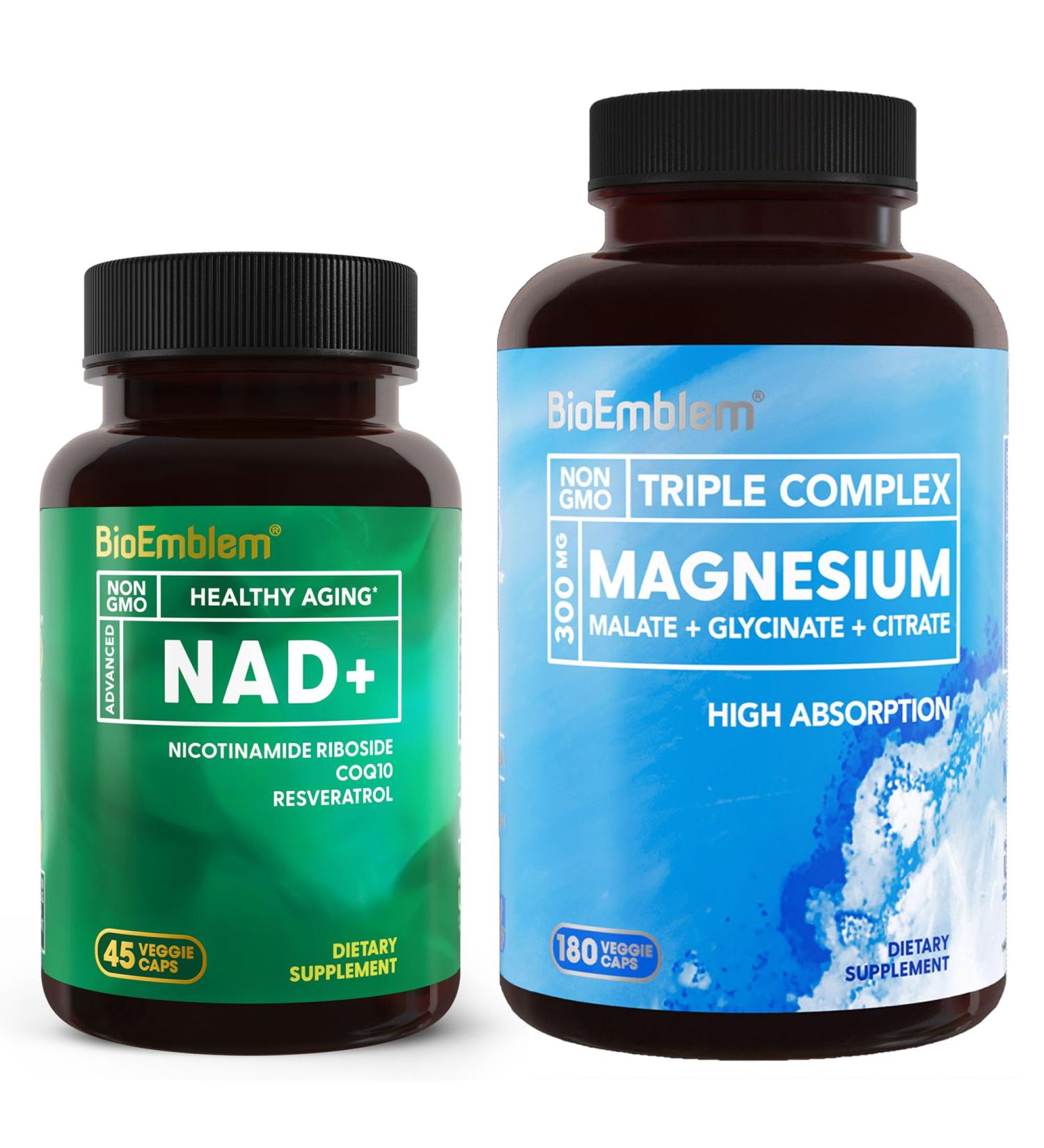BioEmblem Triple Magnesium Complex 180 Capsules and NAD+ Supplement - Buy Online on GoSupps.com