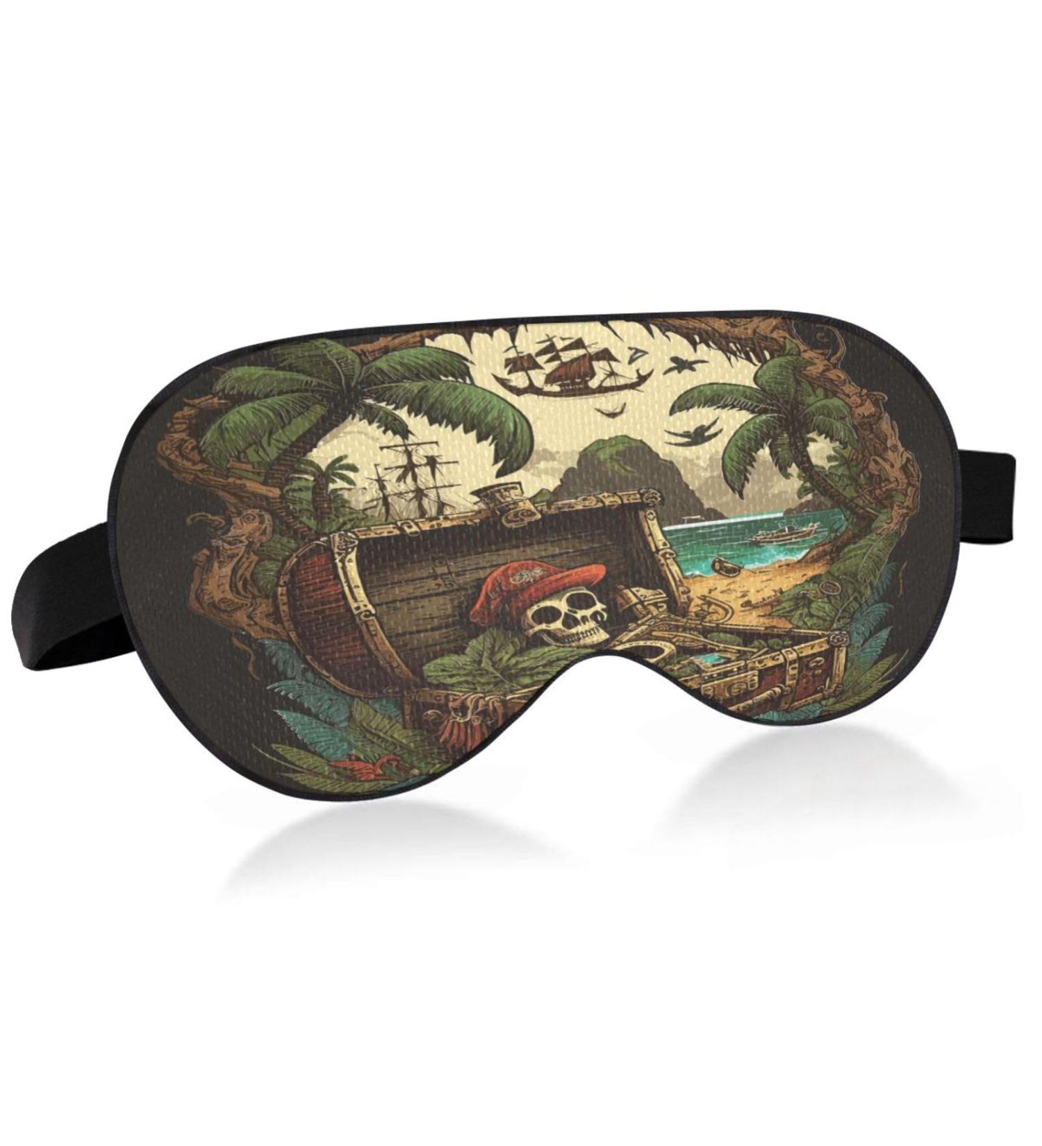Pirate Treasure Forest Cave Sleep Mask | Light Blocking Eye Mask for Sleeping | Adjustable Strap Adventure Blindfold for Men & Women | Perfect for Travel & Naps - Buy Online on GoSupps.com