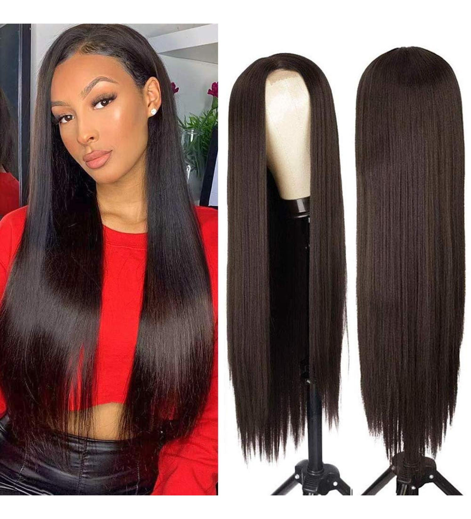 Shop Porsmeer Long Brown Straight Wig for Women - Natural Synthetic Hair - Perfect for Parties & Costumes - Buy Online on GoSupps.com