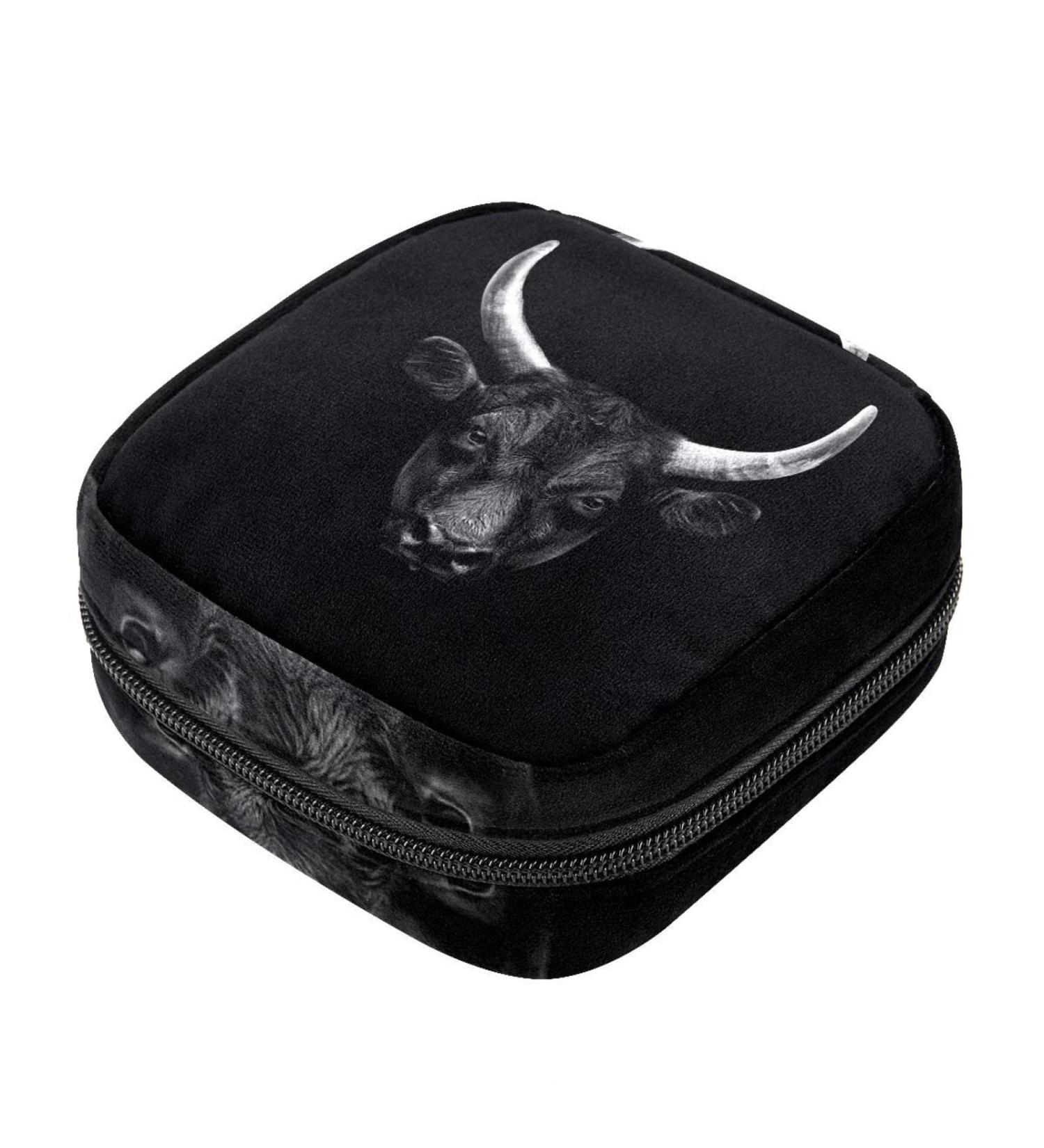 Black Camargue Bull Face Women's Napkins | Stahrlittenbag Sorty Period Pocket for Menstrual Cups & Breastfeeding Pads - Stylish & Functional - Buy Online on GoSupps.com