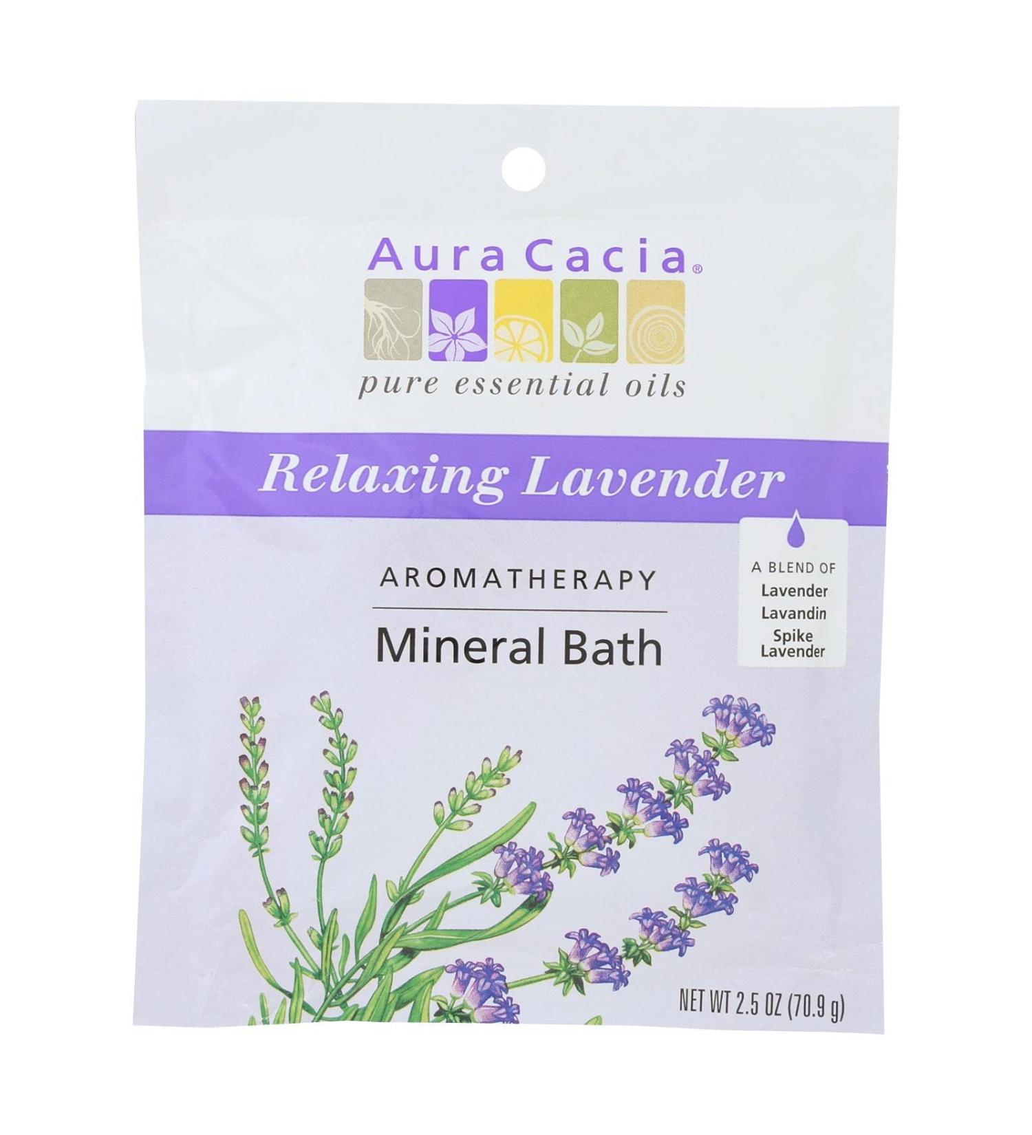 Aura Cacia Aromatherapy Mineral Bath Relaxing Lavender 2.5 oz (70.9 g)