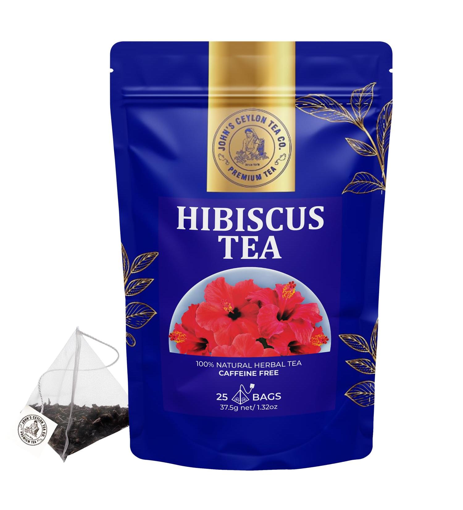 Premium Pure Hibiscus Tea Bags - Exquisite Floral Infusion | Vitamin-C Rich & Refreshing Herbal Tea - 25 Pyramid Bags - Buy Online on GoSupps.com