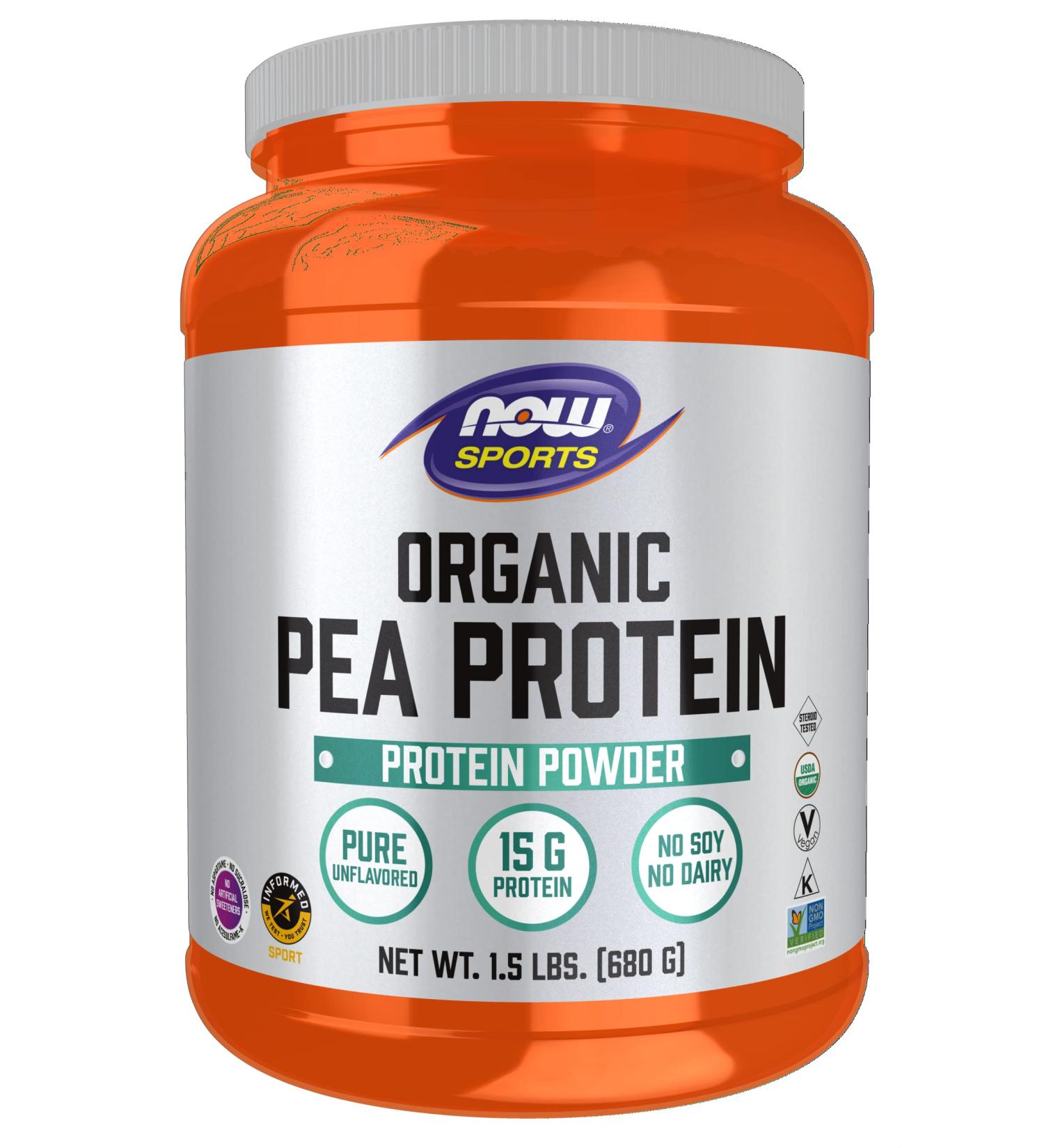 Now Foods Sports Organic Pea Protein - Natural Unflavored 1.5 lbs (680g) | Plant-Based Protein Supplement - Buy Online on GoSupps.com