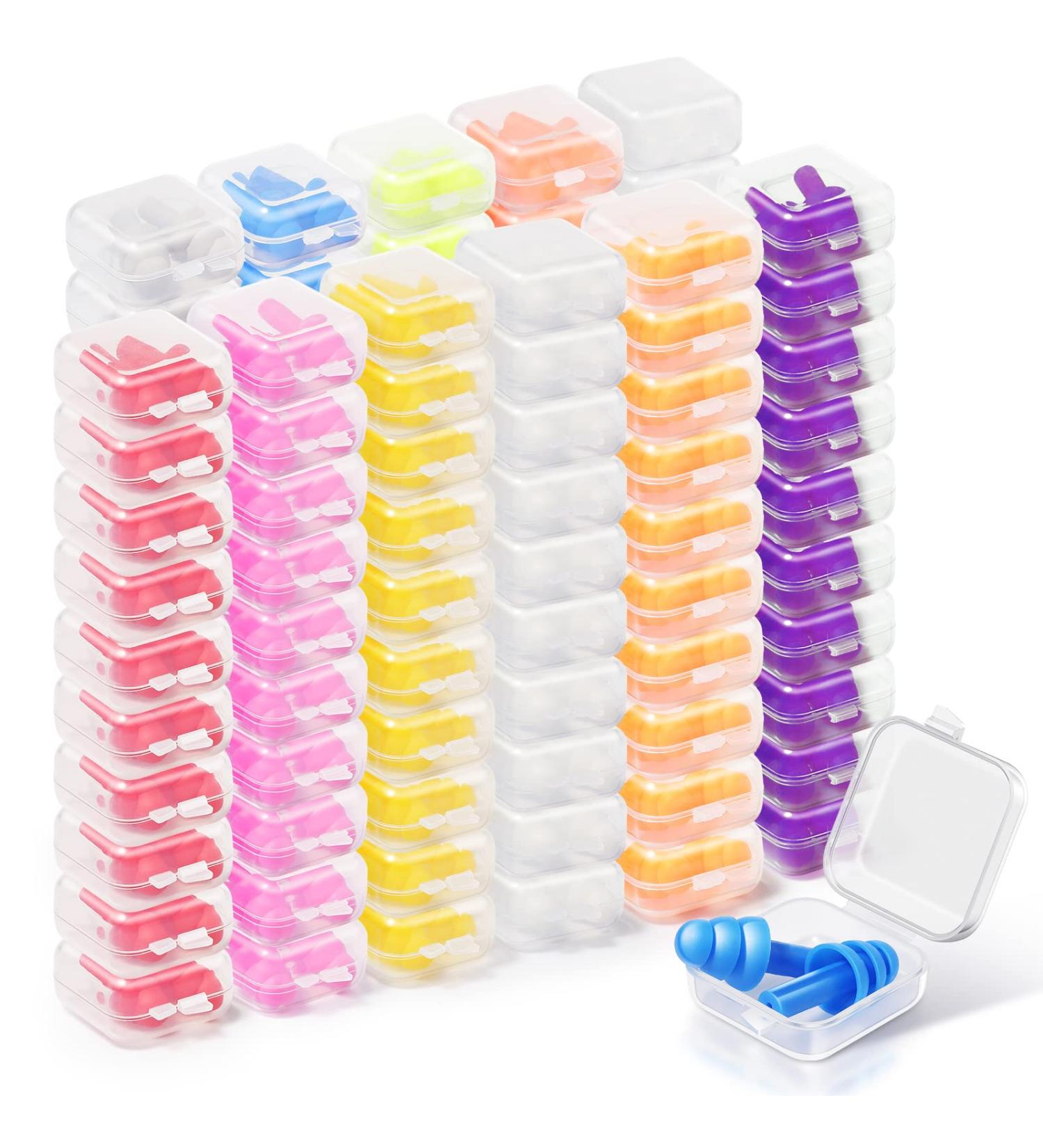 150 Pairs Colorful Silicone Ear Plugs Bulk - Individually Wrapped Noise Cancelling Earplugs for Sleeping, Swimming, Snoring - Reusable & Soft - Includes Carry Case - Buy Online on GoSupps.com