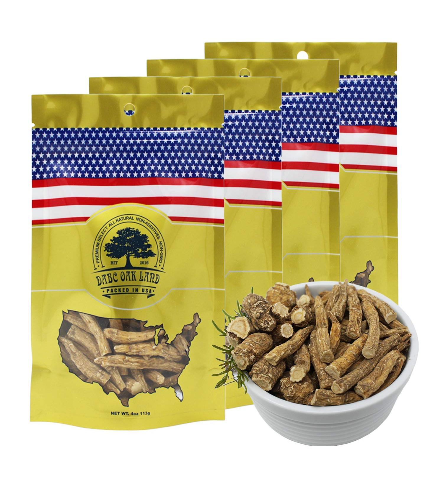 DABC OAK LAND American Ginseng Slices from Wisconsin (Sliced Ginseng Root Wisconsin Grown!Most People Use It to Make Ginseng Tea! Good for Health! (American Ginseng Large Branch 4 Packs of 1 Pound) - Buy Online on GoSupps.com