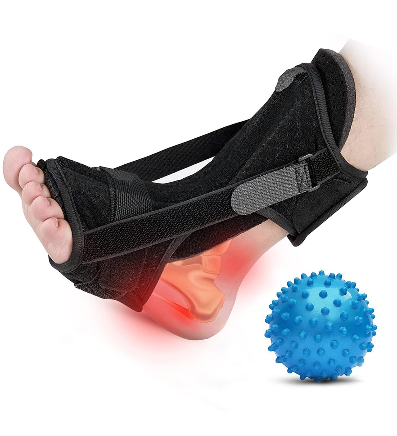 Plantar Fasciitis Night Splint - 2021 Upgraded Brace for Pain Relief | Ankle Support for Achilles Tendinitis & Foot Drop | Includes Massage Ball for Heel & Arch Pain - Buy Online on GoSupps.com