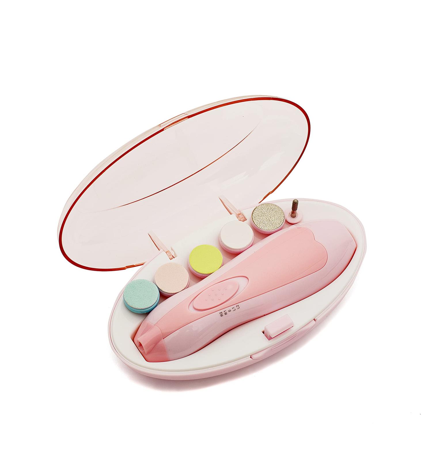 Baby Nail Trimmer - Electric Safe Baby Nail File Trim Polish Grooming kit Safe for Infant Newborn Toddler Girls Boys Adults 6 Grinding Heads with LED Light Pink - Buy Online on GoSupps.com