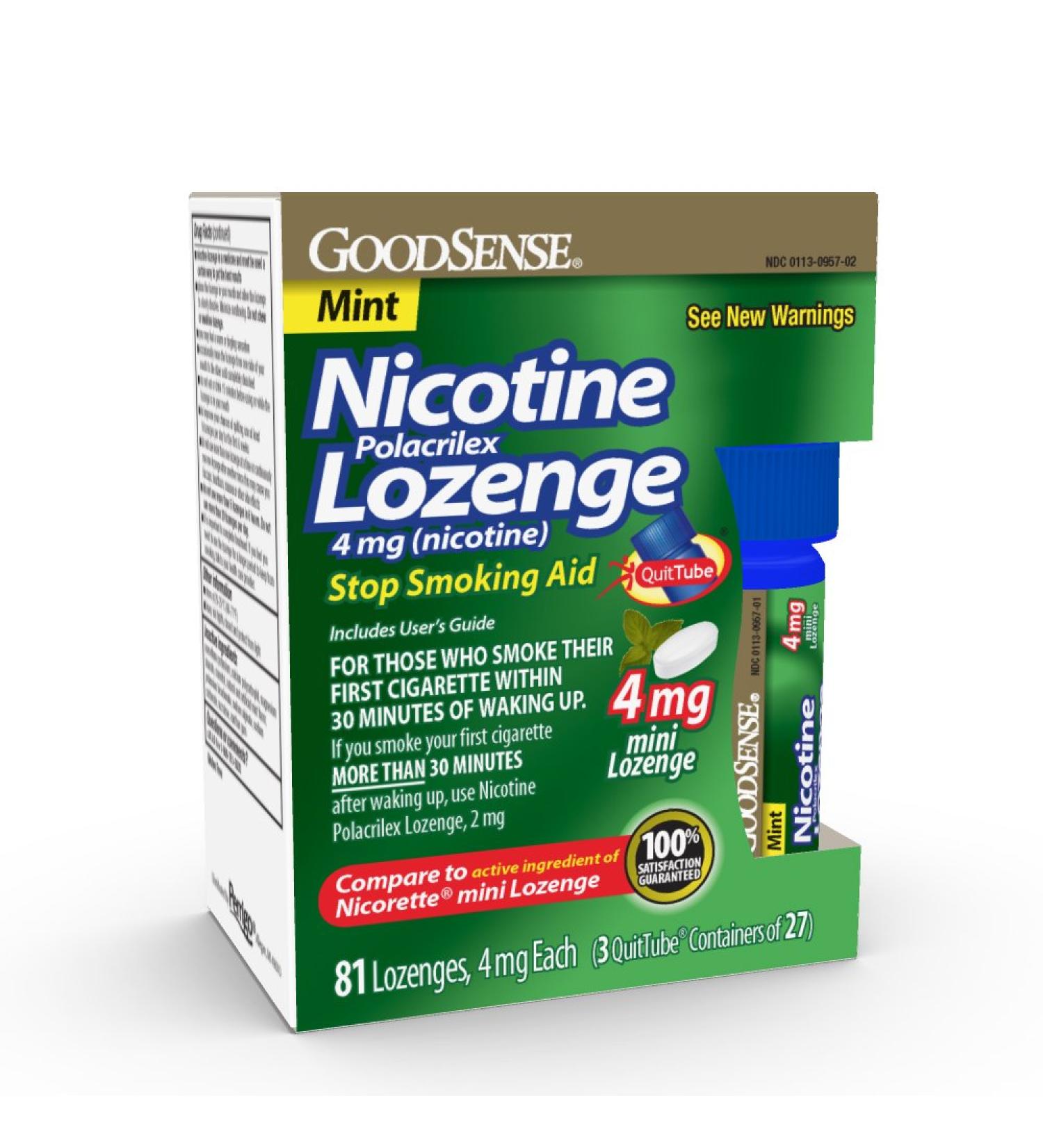 GoodSense Mini Nicotine Lozenge 4mg - 81 Mint Flavored Lozenges to Aid Quit Smoking - Buy Online on GoSupps.com