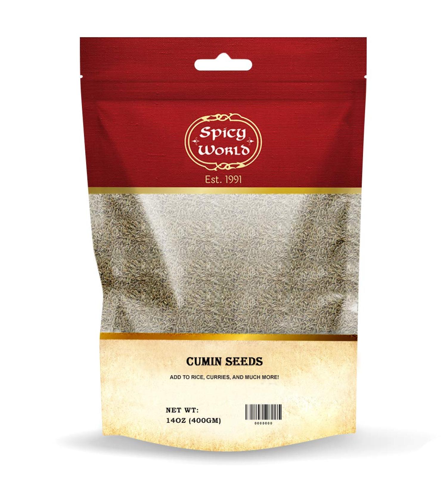 Spicy World Cumin Seeds Whole (Jeera) Spice 400g (14oz) All Natural | Vegan | Indian Origin