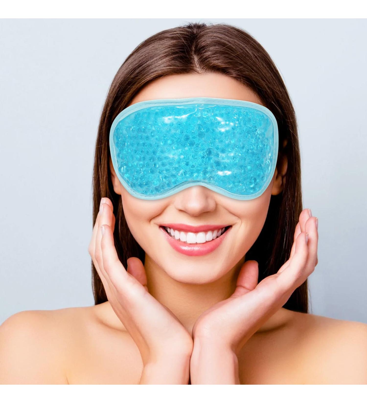 MIVORA Cooling Gel Mask for Puffy Eyes - Hot Cold Therapy for Migraine, Dark Circles, Sinus Pain - Reusable, Light Blue - Buy Online on GoSupps.com