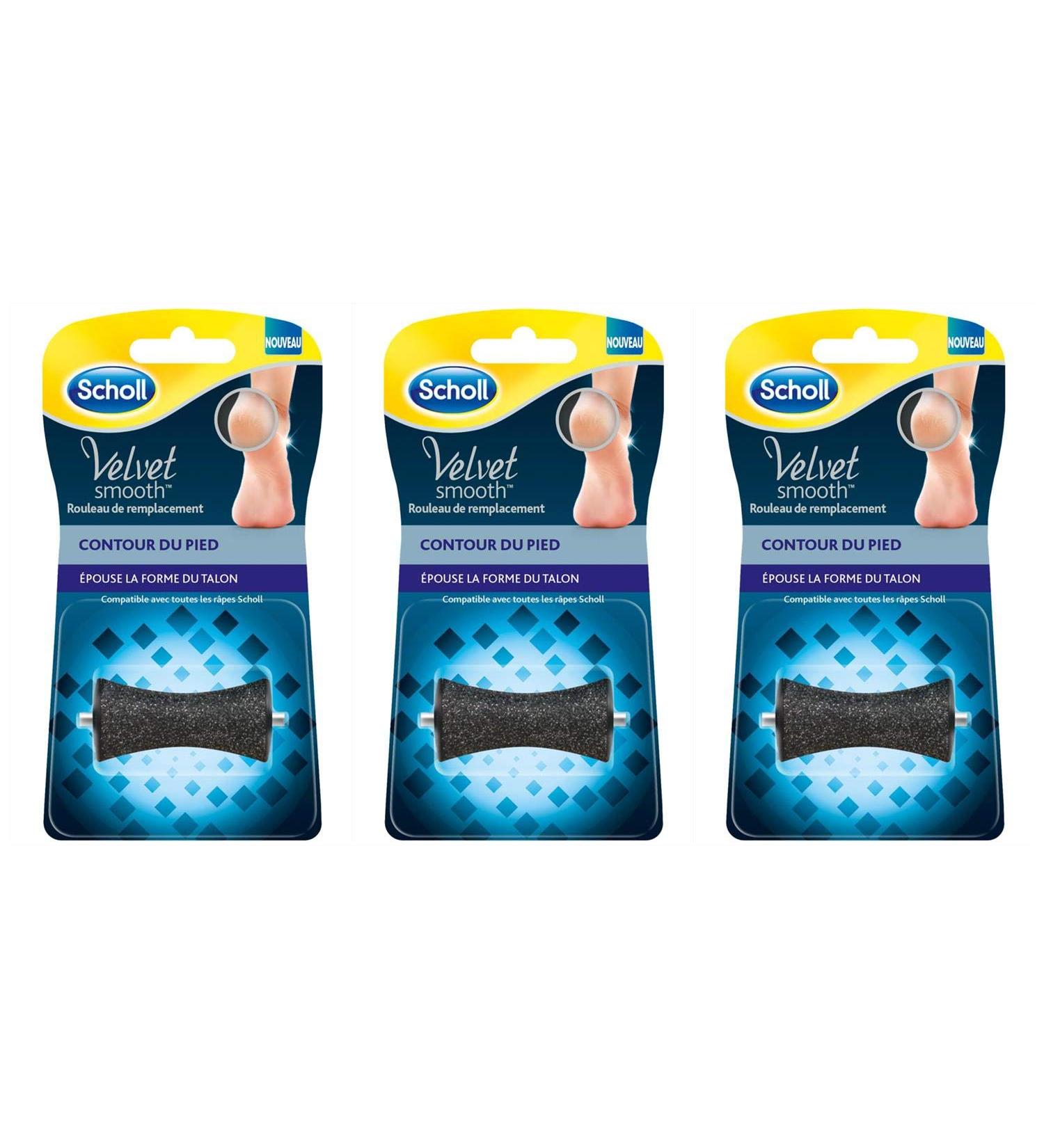 SCHOLL Pack of 3 Velvets Smooth – Replacement Heel Roller – Foot Contour