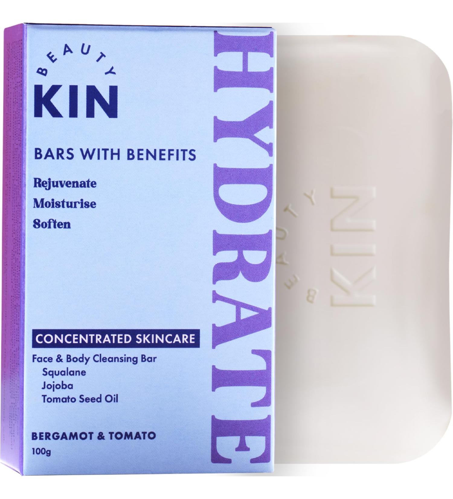 Beauty Kin Hydrating Face & Body Wash Cleansing Bar for Dry Tight or Mature Skin w/Squalane & Jojoba Oil to Moisturise - Restore Suppleness - Improve Elasticity - Paraben Free Vegan Soap Bar Hydrating Face & Body Bar - 100g - Buy Online on GoSupps.com