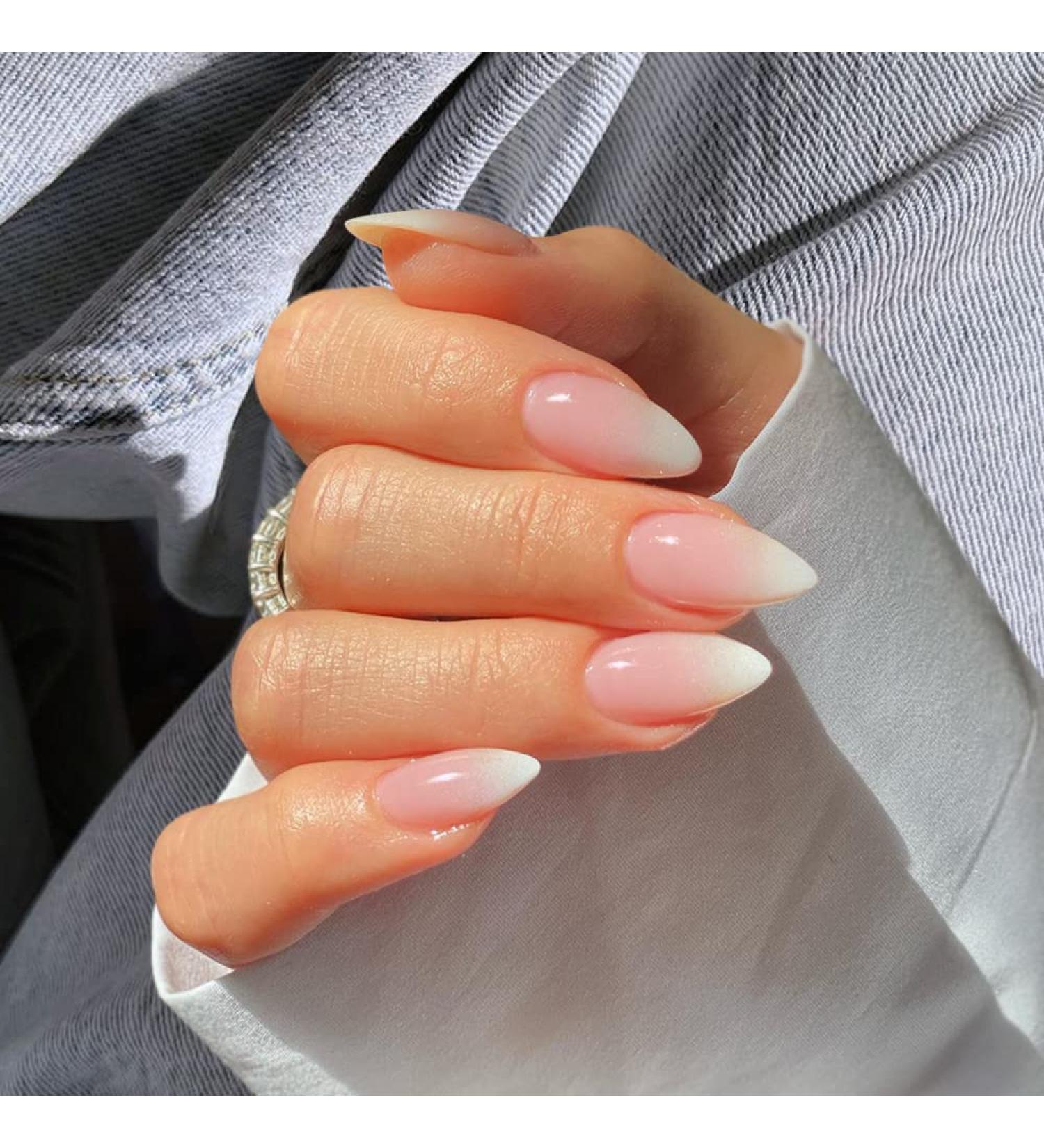 Buy Kxamelie Long Ballerina Artificial Nails - 24 Gold Foil Press On Nails for Women & Girls | Ombre Acrylic Stick On - Buy Online on GoSupps.com