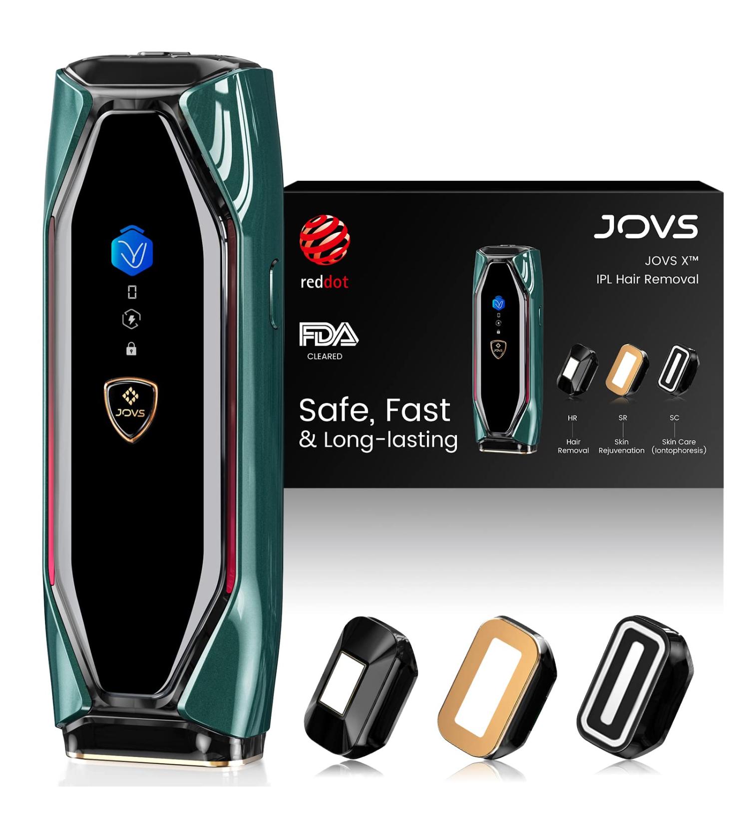 JOVS X IPL Hair Removal Device - Permanent 3-in-1 System with Cooling, Touch Screen, Unlimited Flashes - At-Home Painless Remover for Women and Men - Face, Leg, Arm, Armpit, Bikini Line - Emerald - Buy Online on GoSupps.com