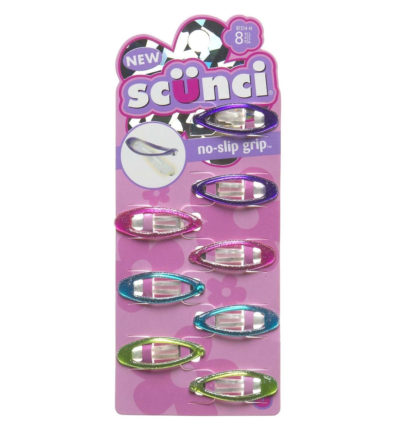 Scunci No Slip Grip Snap Clips  Assorted Colors 8 Ea