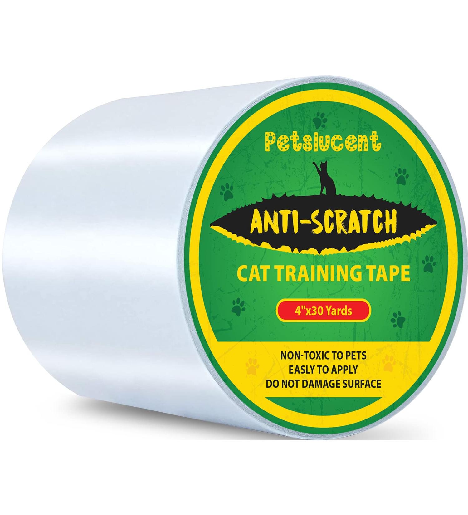 Petslucent Cat Scratch Furniture Protector Tape - 4''x 30 Yards Green | Double Sided Clear Sticky Paws Guards for Carpet, Sofa, Couch, Door - Anti Scratch Deterrent Training Tape - Buy Online on GoSupps.com