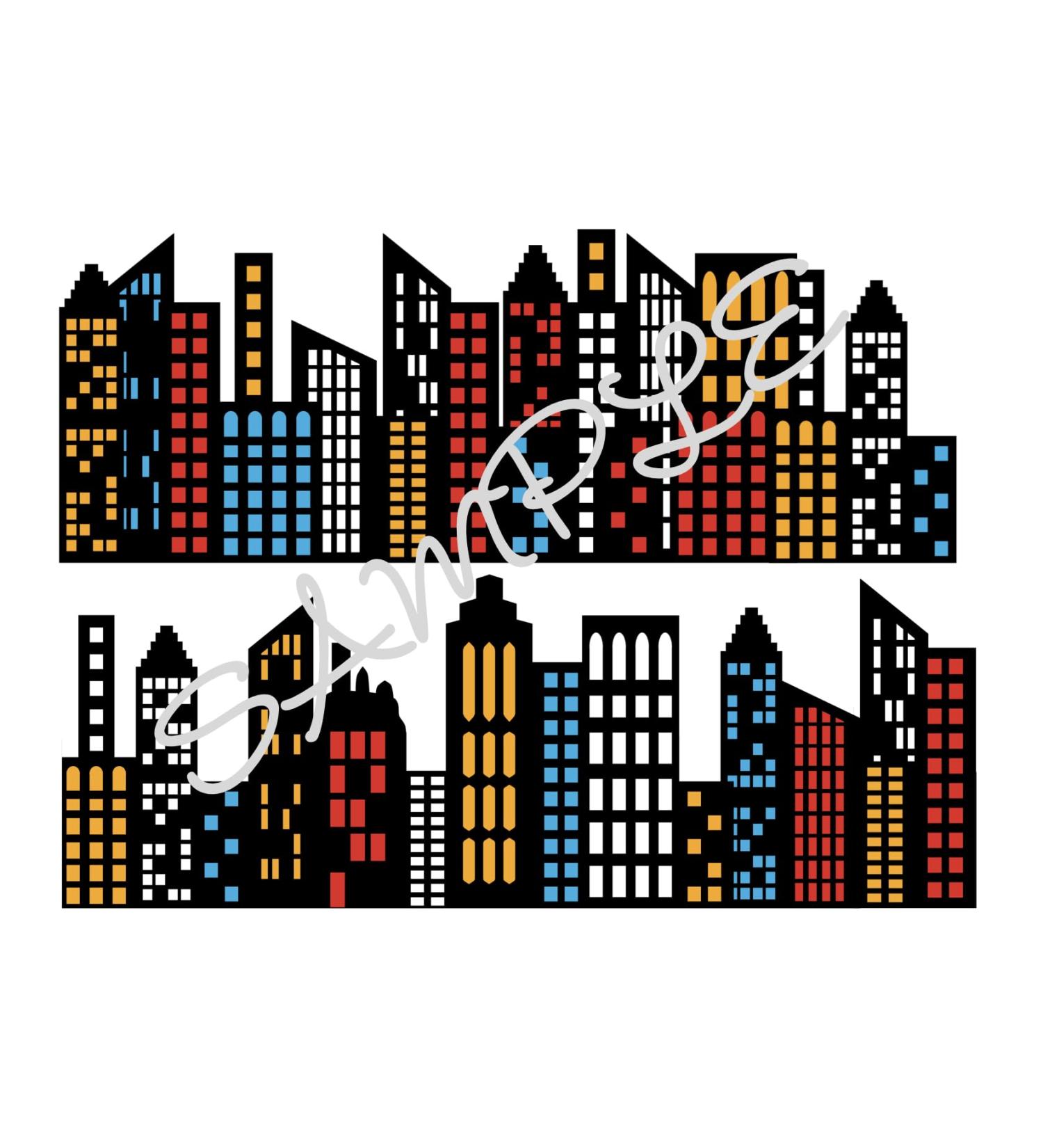 Superhero Skyline Silhouette Edible Icing Sheet A4 Cake Topper