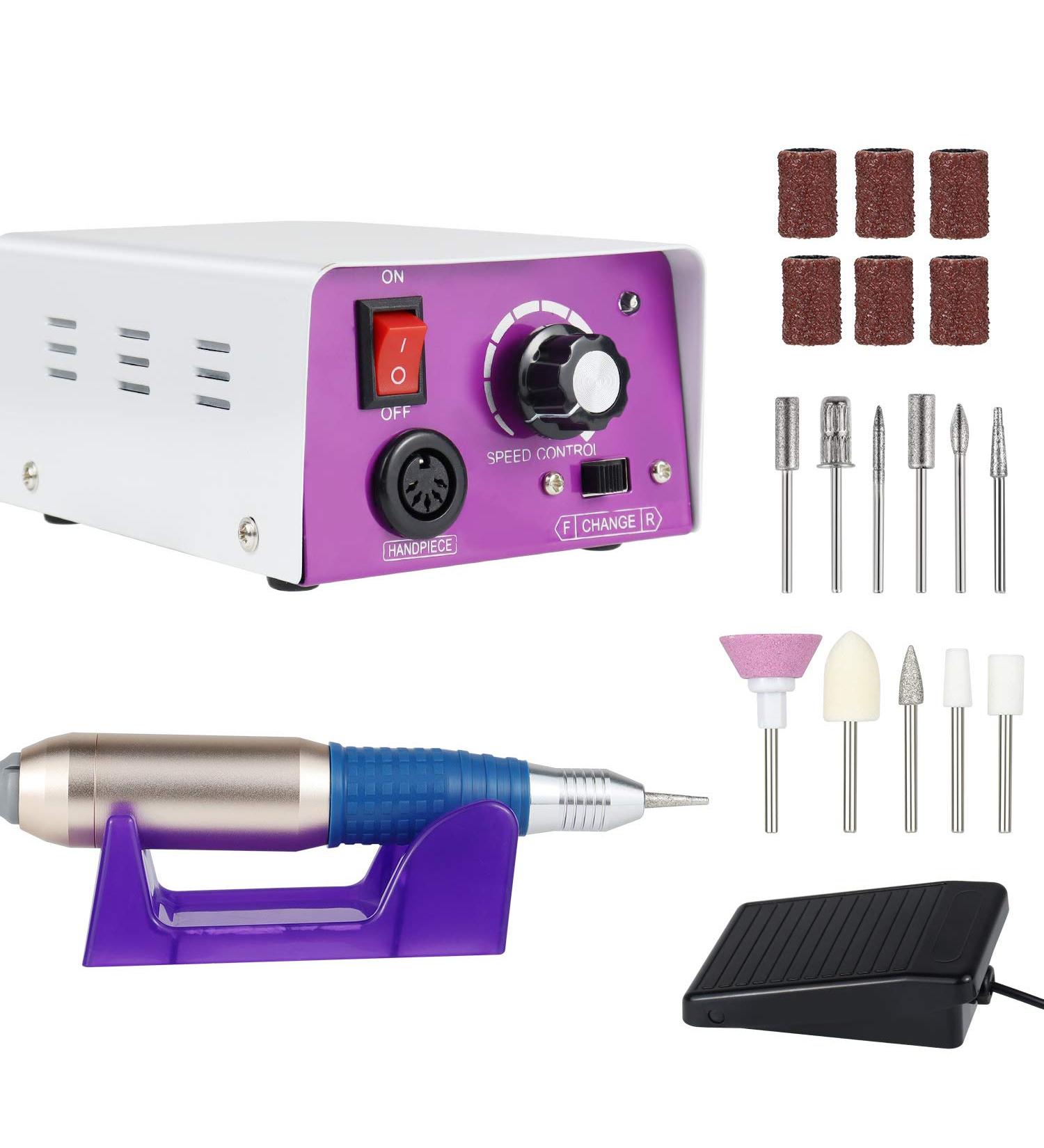 Professional Nail Drill - 25000 RPM Electric Machine with 11 Bits & Bands for Acrylic & Gel Nails - Buy Online on GoSupps.com