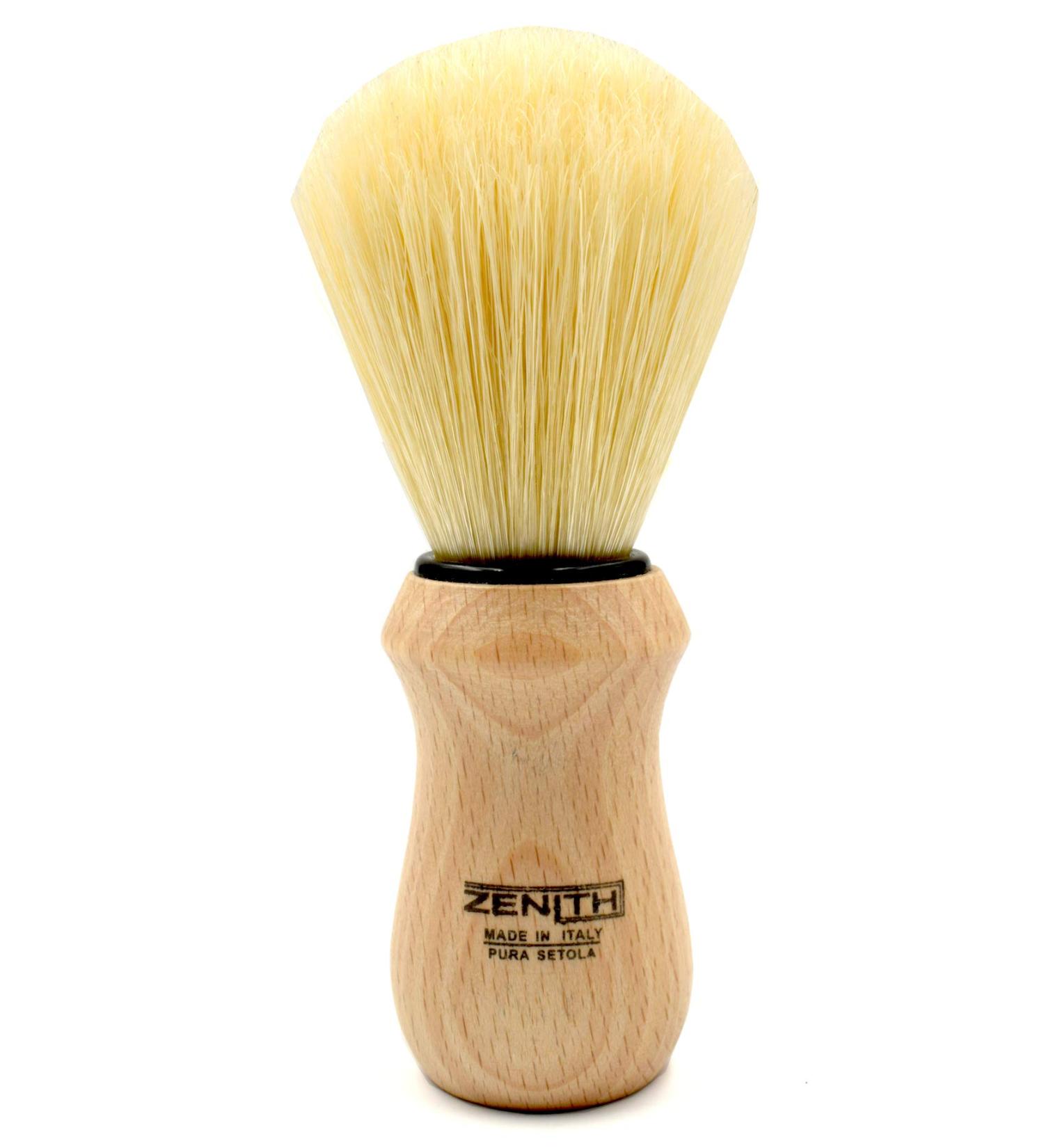 ZENlTH New 205 Model Shaving Brush Natural Wooden Handle Whitened Pure Bristle