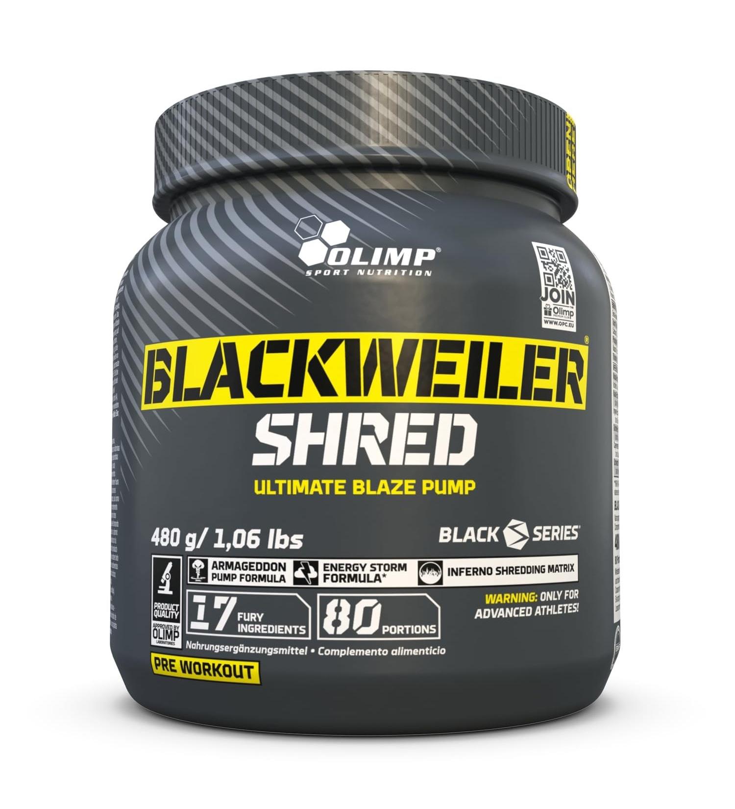 Olimp Sport Nutrition Blackweiler Shred - Exotic Orange 480g | Pre Workout Booster & Fat Burner | L-Arginine & Beta-Alanine - Buy Online on GoSupps.com