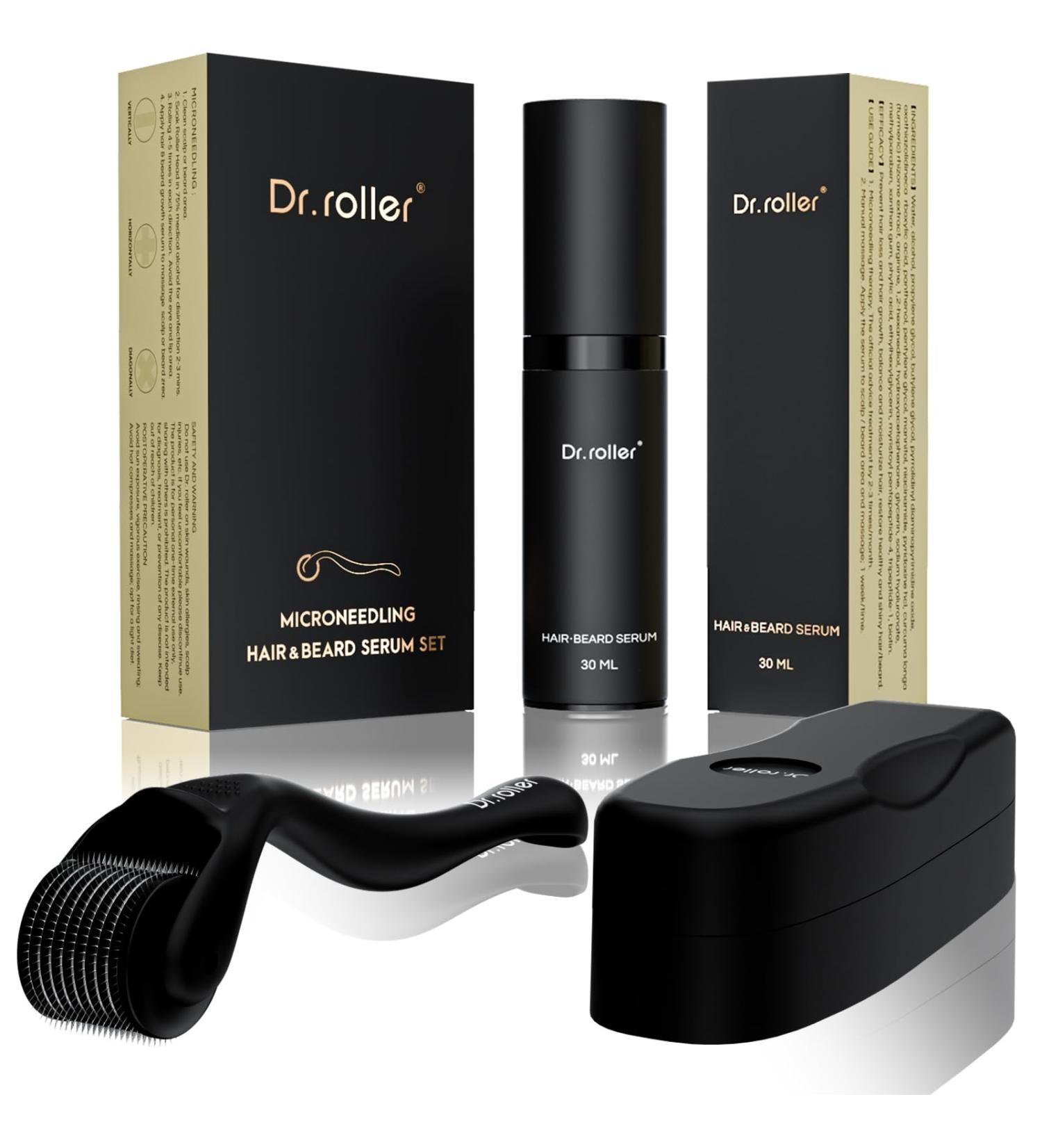 Dr.roller Beard Growth Kit Derma Roller 1mm and Beard Growth Oil 30ml Derma Roller for Hair Growth Microneedling Beard Roller Beard Oil Stimulate Beard and Hair Regrowth - Buy Online on GoSupps.com