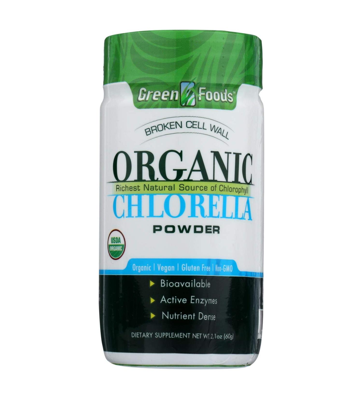 Green Foods Organic Chlorella Powder - 2.1 oz - 100% Organic - Gluten Free - Dairy Free - Yeast Free - Wheat Free - Vegan