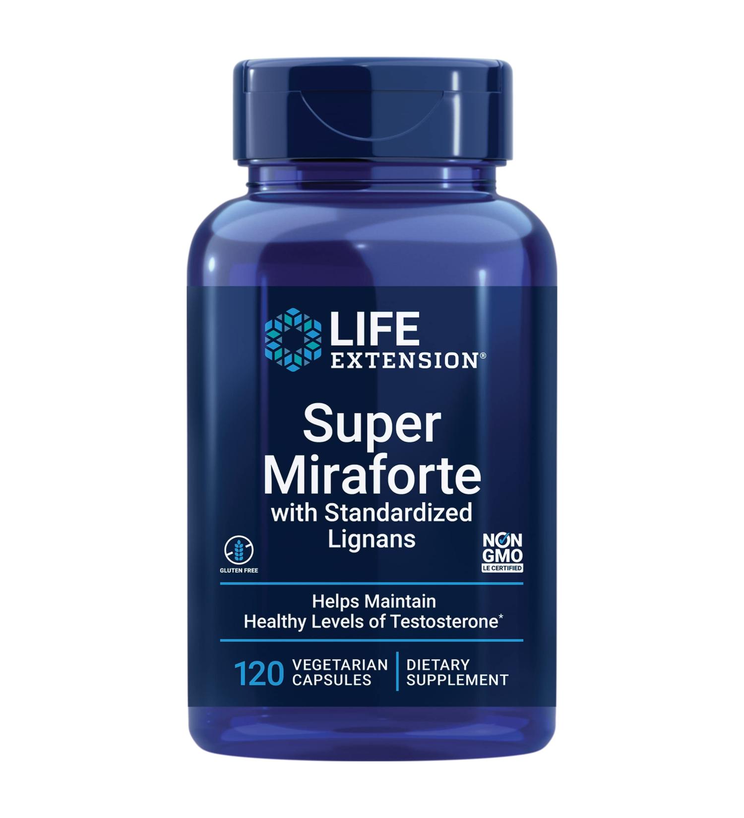 Life Extension Super Miraforte with Standardized Lignans - Men's Testosterone Support Supplement - 120 Capsules - Buy Online on GoSupps.com
