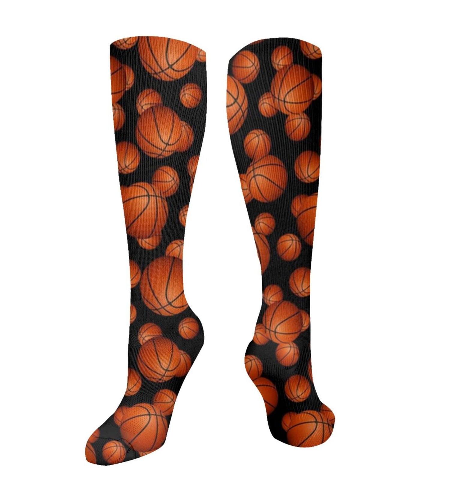 Basketball Pattern Compression Socks for Men & Women - Supportive 15-20 mmHg for Running & Cycling - Buy Online on GoSupps.com