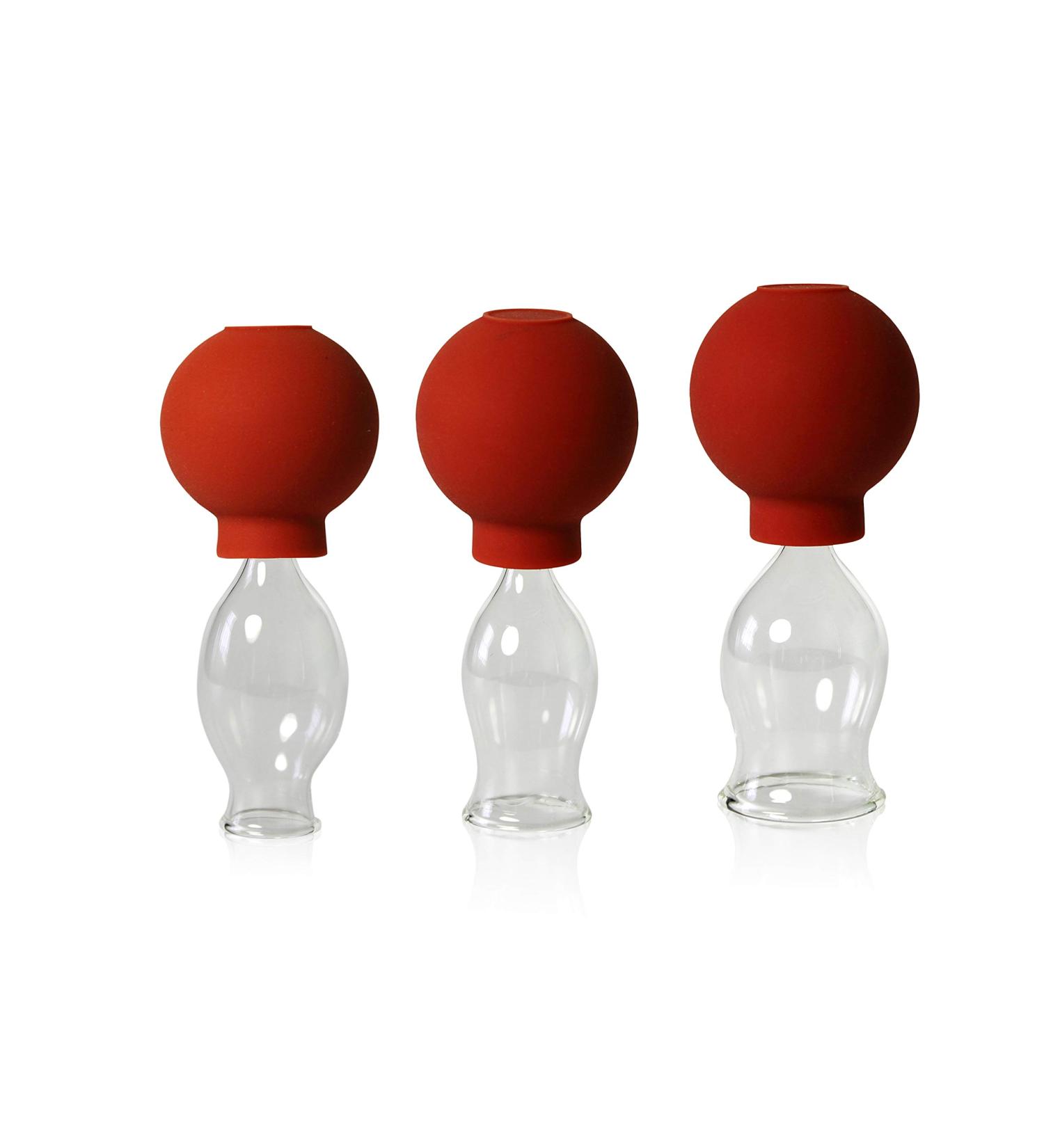 Lauschaer Glass Cupping Set - 3 Professional Fireless Cupping Glasses (15-20-25mm) - Hand-Blown Medical Cupping Therapy - Buy Online on GoSupps.com