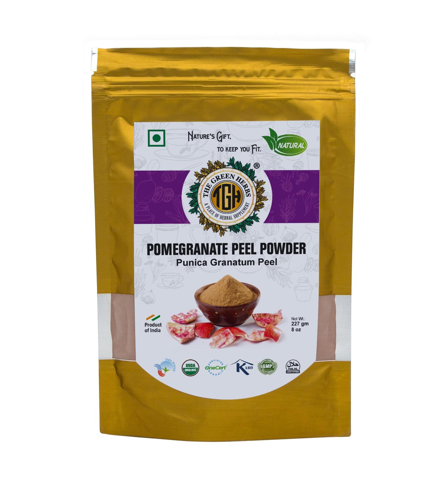 Buy THE GREEN HERBS Pomegranate Peel Powder 227g Natural & Chemical-Free Herbal Powder - Punica Granatum for Health Benefits - Buy Online on GoSupps.com