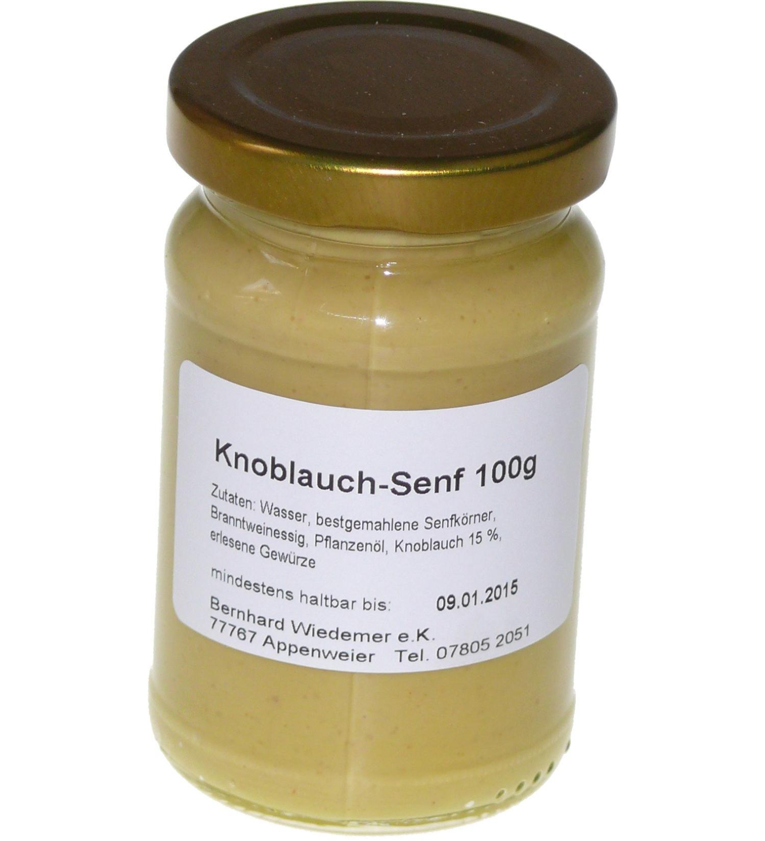 Wiedemer - spicy garlic mustard made of fresh preparation with selected natural vegan ingredients - 1 glass of 100g gourmet mustard for grilled sauces dips meat bread and much more.