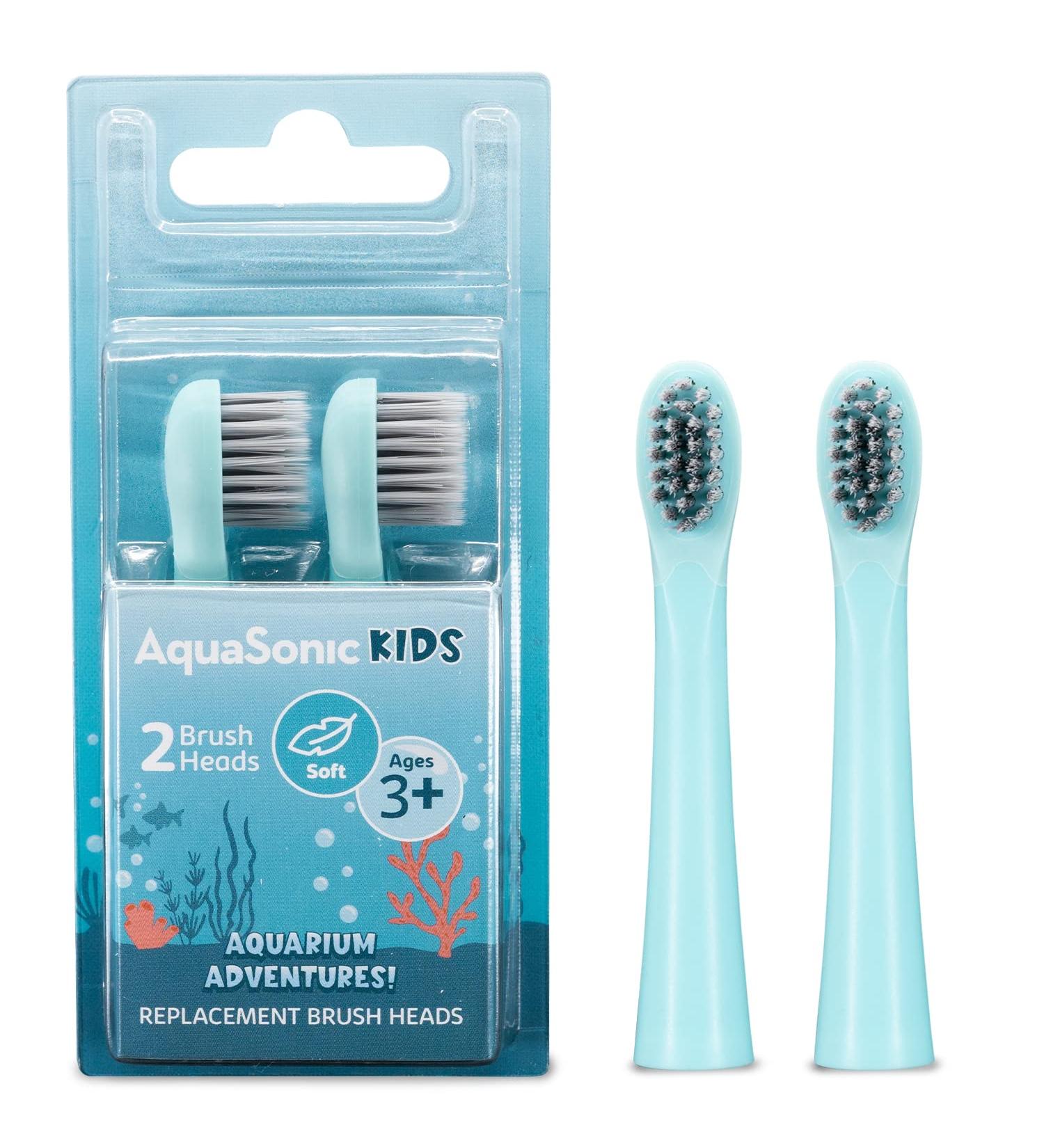 AquaSonic Kids Brush Head Replacement 2-Pack - Sonic Electric Toothbrush for Ages 3 and Up - Buy Online on GoSupps.com