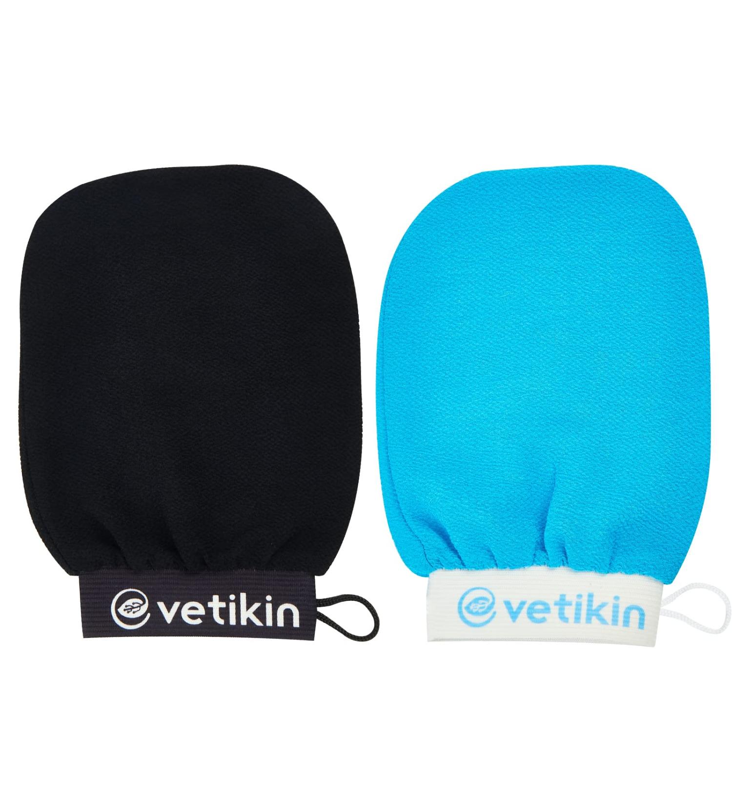 Korean Exfoliating Mitt 2 Pack for Body Skincare and Dead Skin Removal - Black & Blue Exfoliating Gloves for Microdermabrasion at Home Bath Shower - Ideal for Women and Men - Buy Online on GoSupps.com