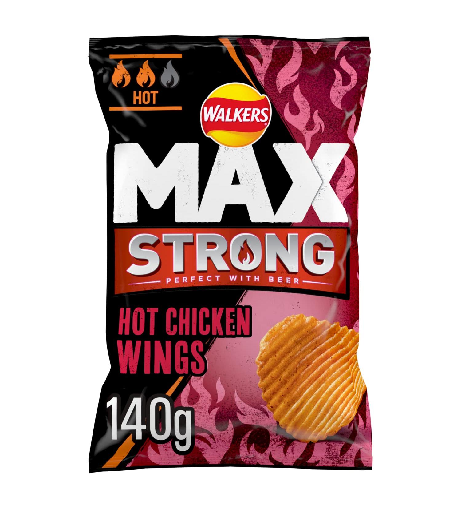 Walkers Max Hot Chicken Wings 140G - Spicy Potato Crisps - Buy Online on GoSupps.com