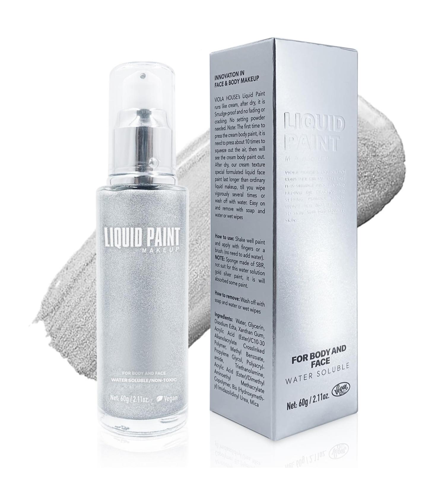 ACSUSS Metallic Glow Body Lotion 60g Shimmering Moisturizer High Glow Liquid Foundation Waterproof Long Lasting Face Cream With Glitter For Radiant Skin Silver One Size