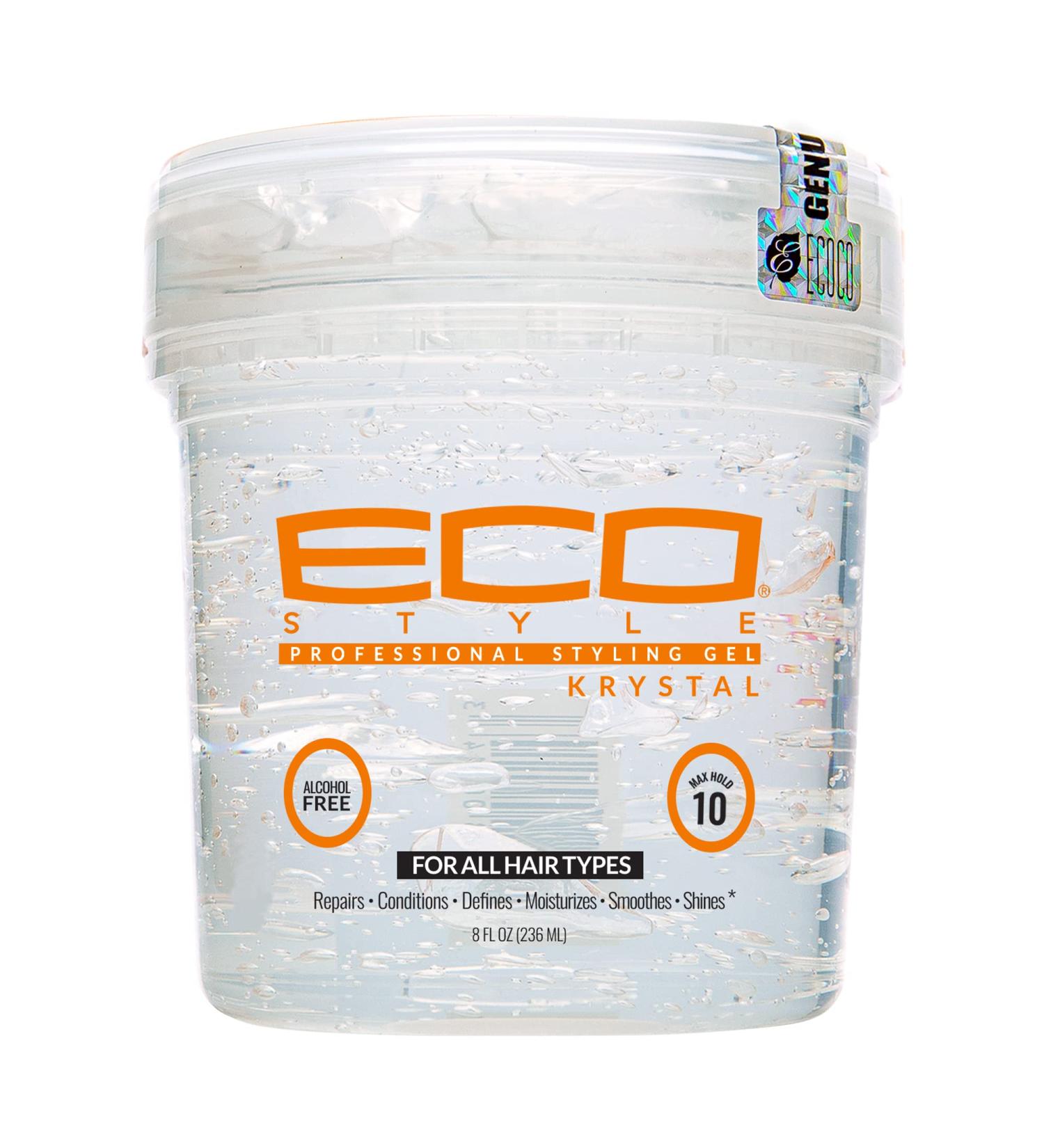 Eco Style Krystal Styling Gel - Adds Body and Shine - Moisturizes for Healthy Hair - Strong Weightless Hold - 8 oz - Buy Online on GoSupps.com