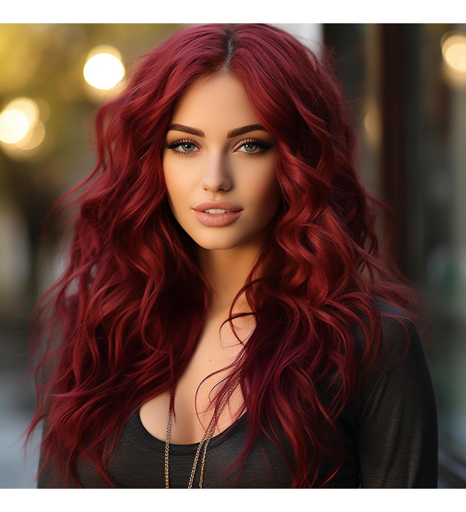 BERRYLION Synthetic Curly Wig for Women - Wine Red - Buy Online on GoSupps.com